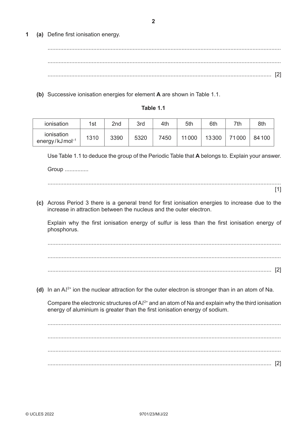 Cambridge A Level Chemistry 9701 2022 May/June Paper 2 · Variant 3 question paper, page 2 of 16