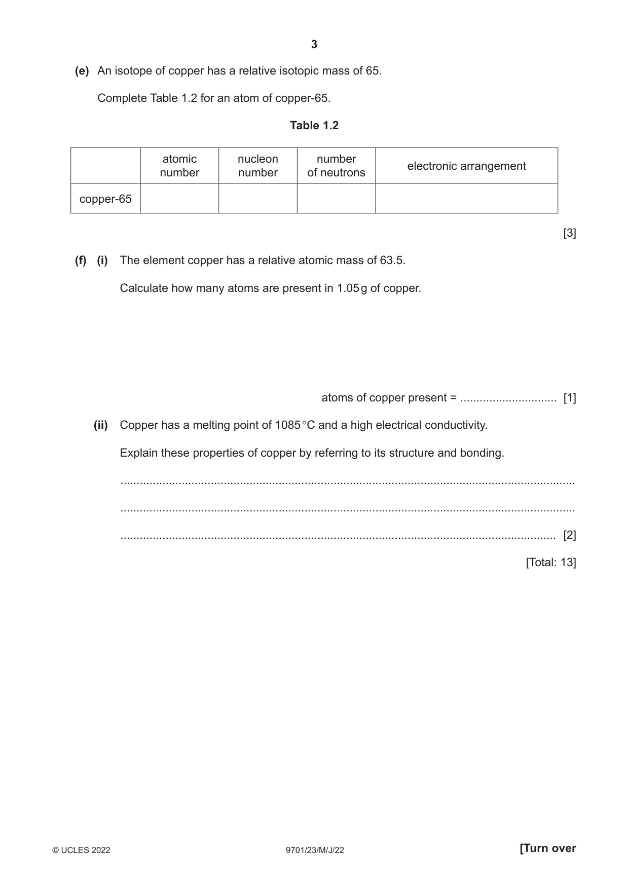 Cambridge A Level Chemistry 9701 2022 May/June Paper 2 · Variant 3 question paper, page 3 of 16