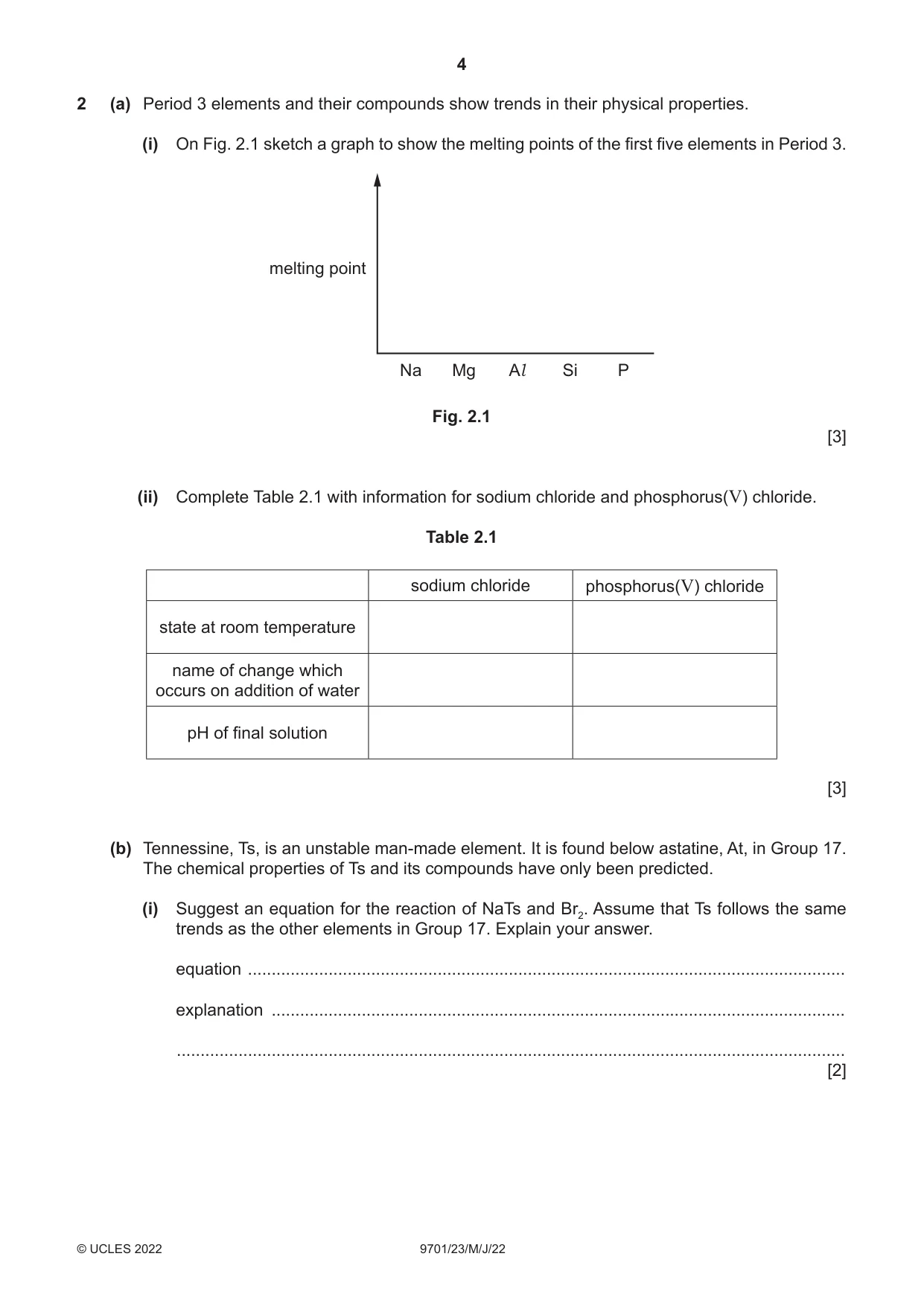 Cambridge A Level Chemistry 9701 2022 May/June Paper 2 · Variant 3 question paper, page 4 of 16