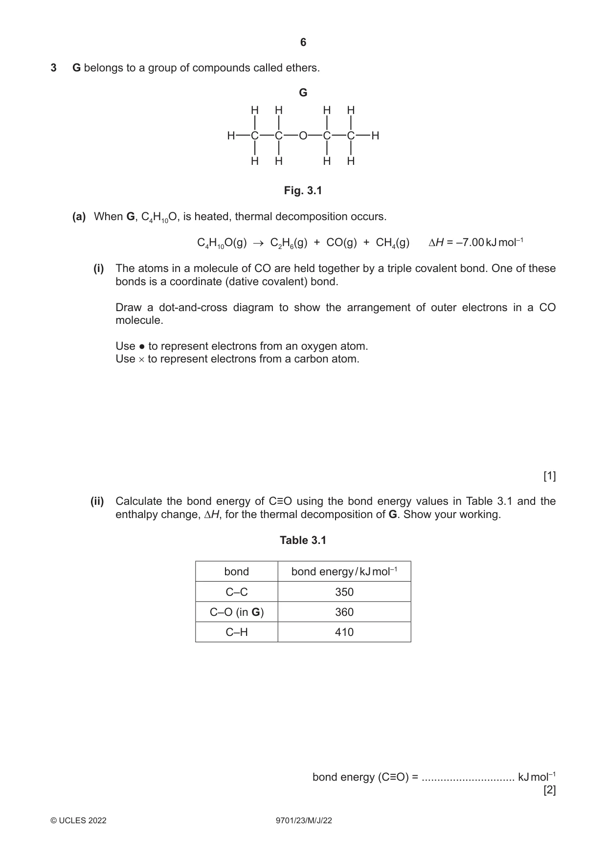 Cambridge A Level Chemistry 9701 2022 May/June Paper 2 · Variant 3 question paper, page 6 of 16