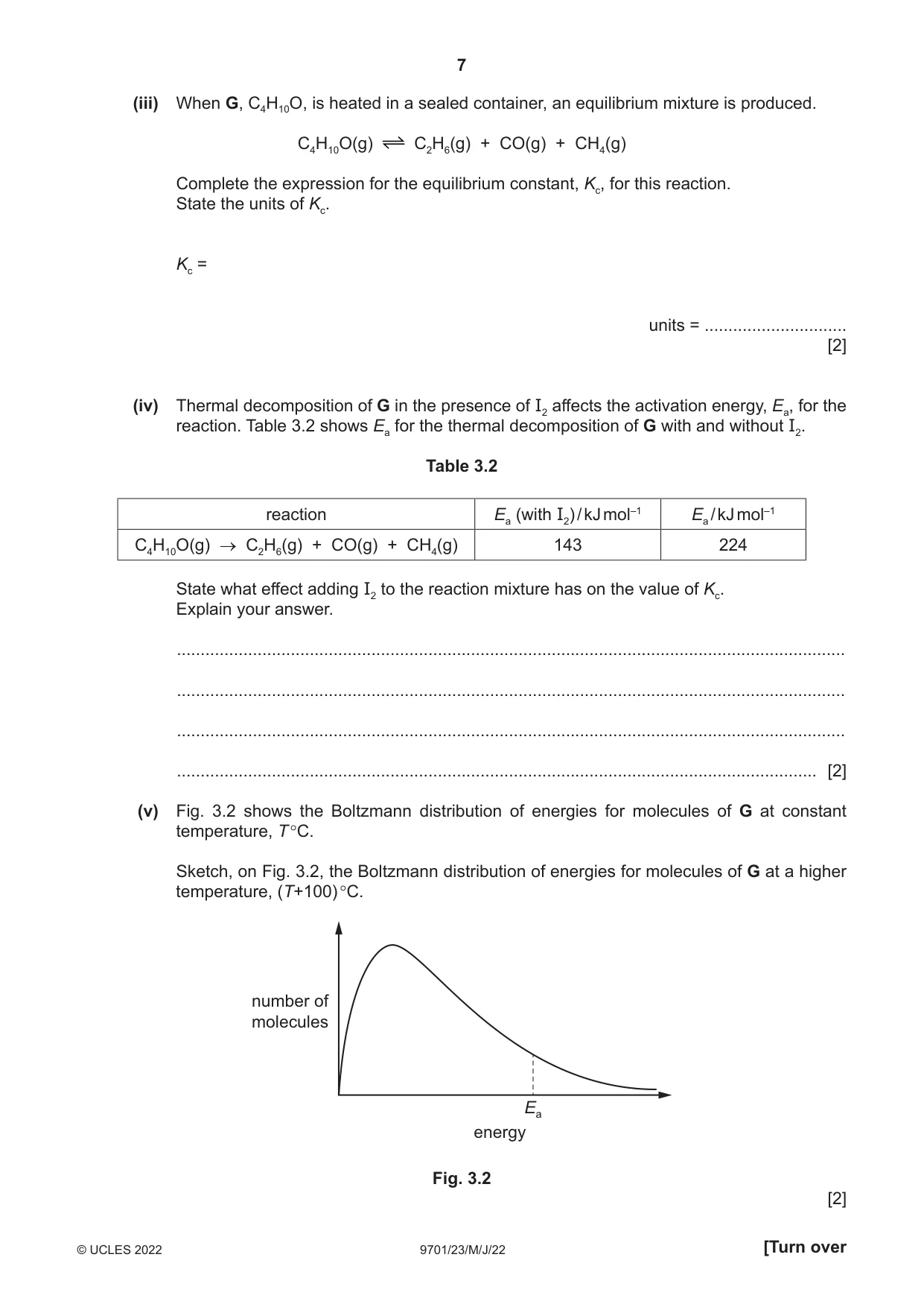 Cambridge A Level Chemistry 9701 2022 May/June Paper 2 · Variant 3 question paper, page 7 of 16