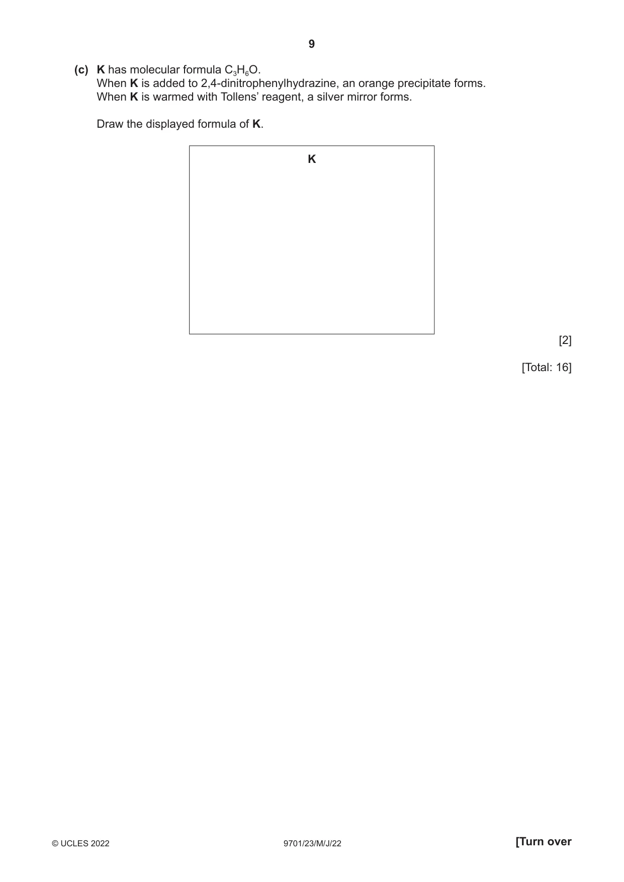 Cambridge A Level Chemistry 9701 2022 May/June Paper 2 · Variant 3 question paper, page 9 of 16