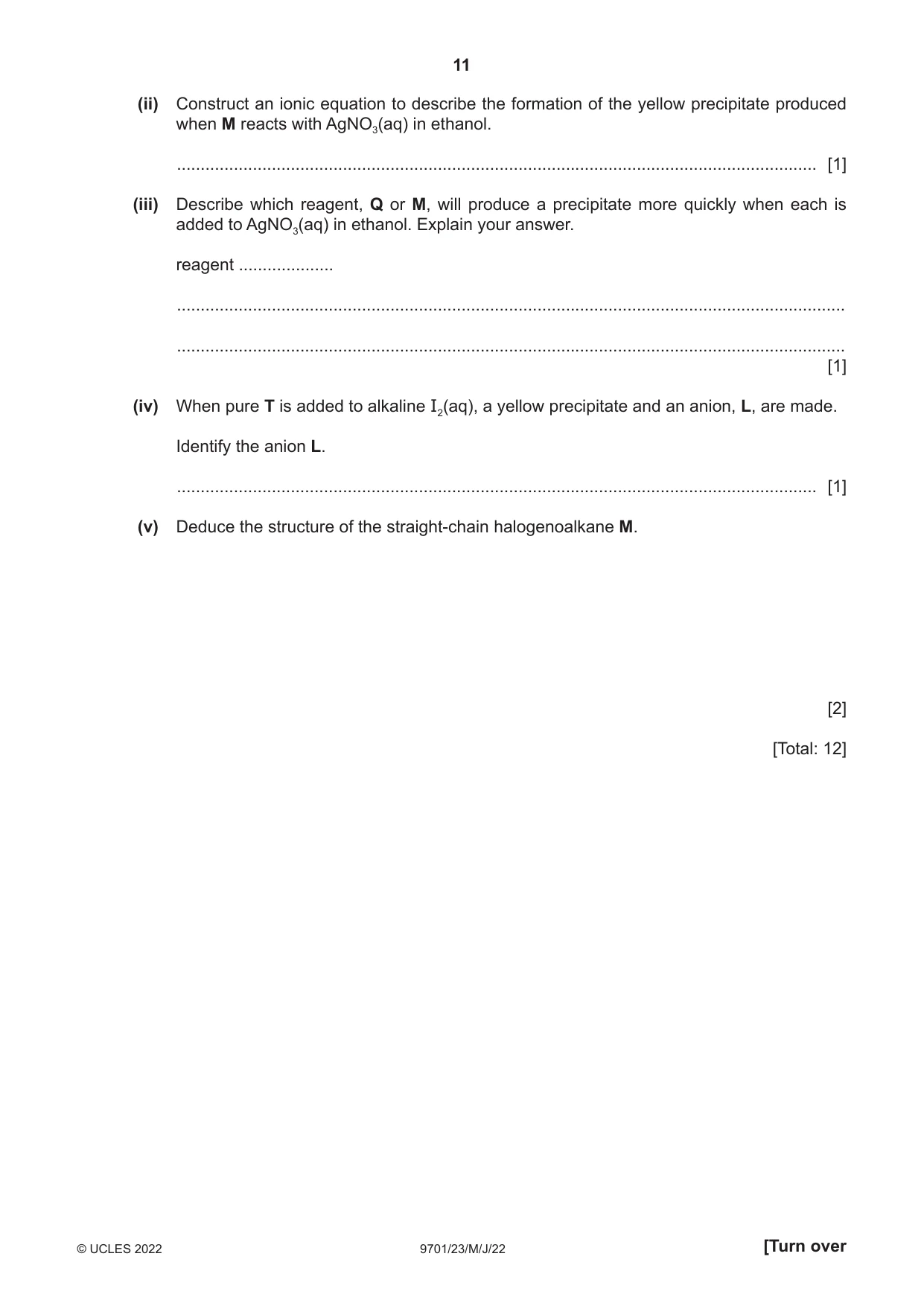 Cambridge A Level Chemistry 9701 2022 May/June Paper 2 · Variant 3 question paper, page 11 of 16
