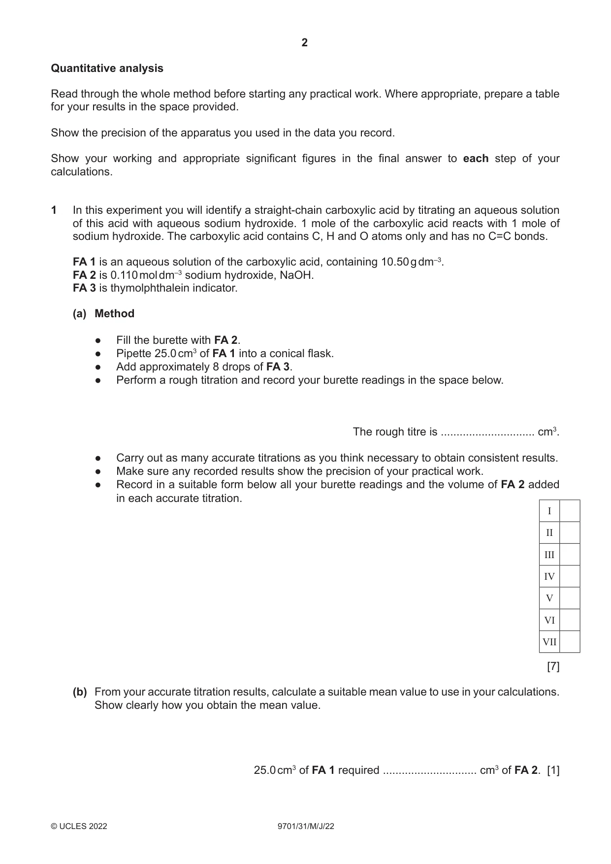 Cambridge A Level Chemistry 9701 2022 May/June Paper 3 · Variant 1 question paper, page 2 of 12