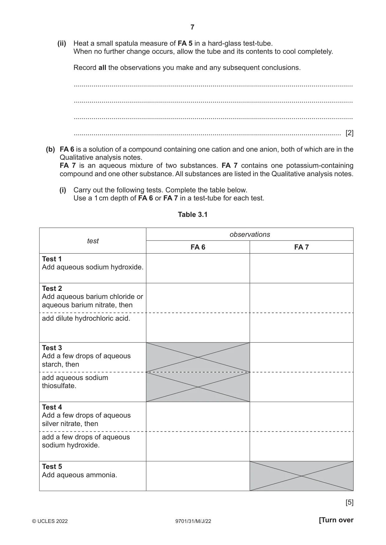 Cambridge A Level Chemistry 9701 2022 May/June Paper 3 · Variant 1 question paper, page 7 of 12