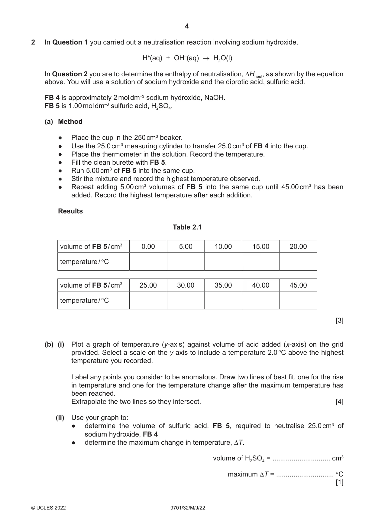 Cambridge A Level Chemistry 9701 2022 May/June Paper 3 · Variant 2 question paper, page 4 of 12