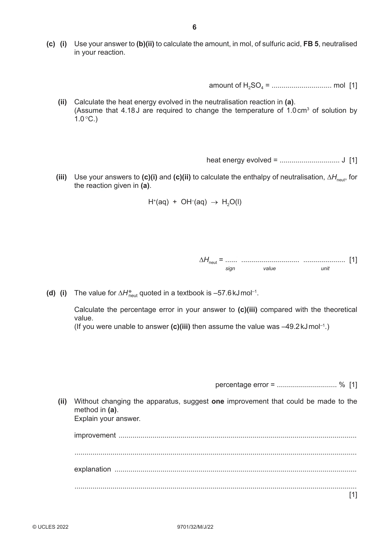 Cambridge A Level Chemistry 9701 2022 May/June Paper 3 · Variant 2 question paper, page 6 of 12