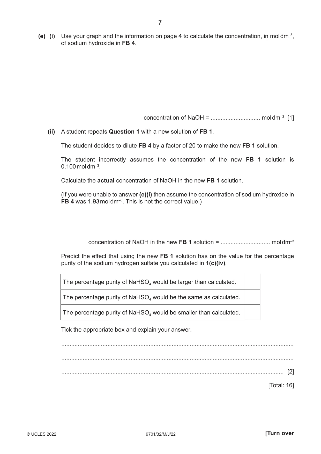 Cambridge A Level Chemistry 9701 2022 May/June Paper 3 · Variant 2 question paper, page 7 of 12