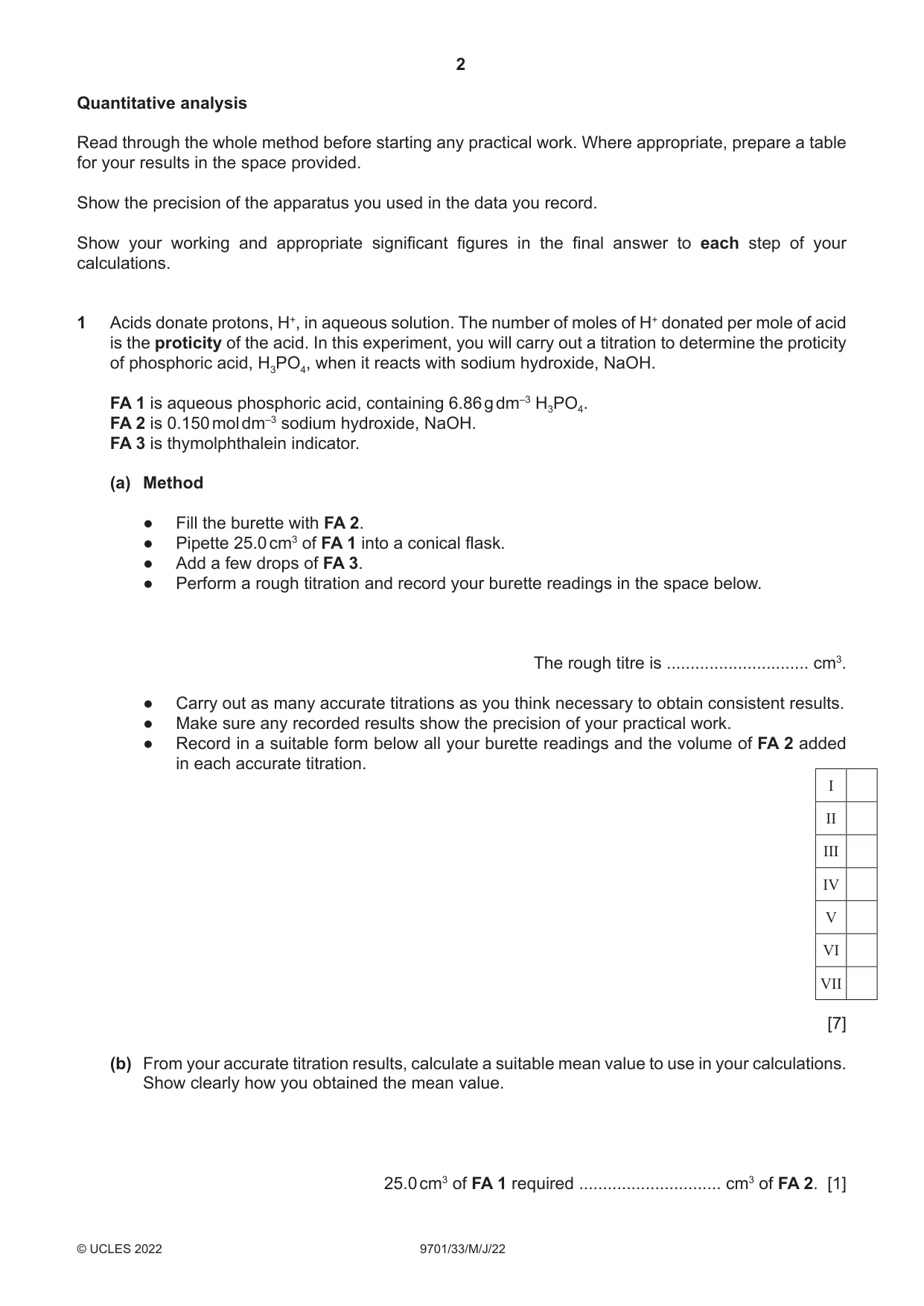Cambridge A Level Chemistry 9701 2022 May/June Paper 3 · Variant 3 question paper, page 2 of 12
