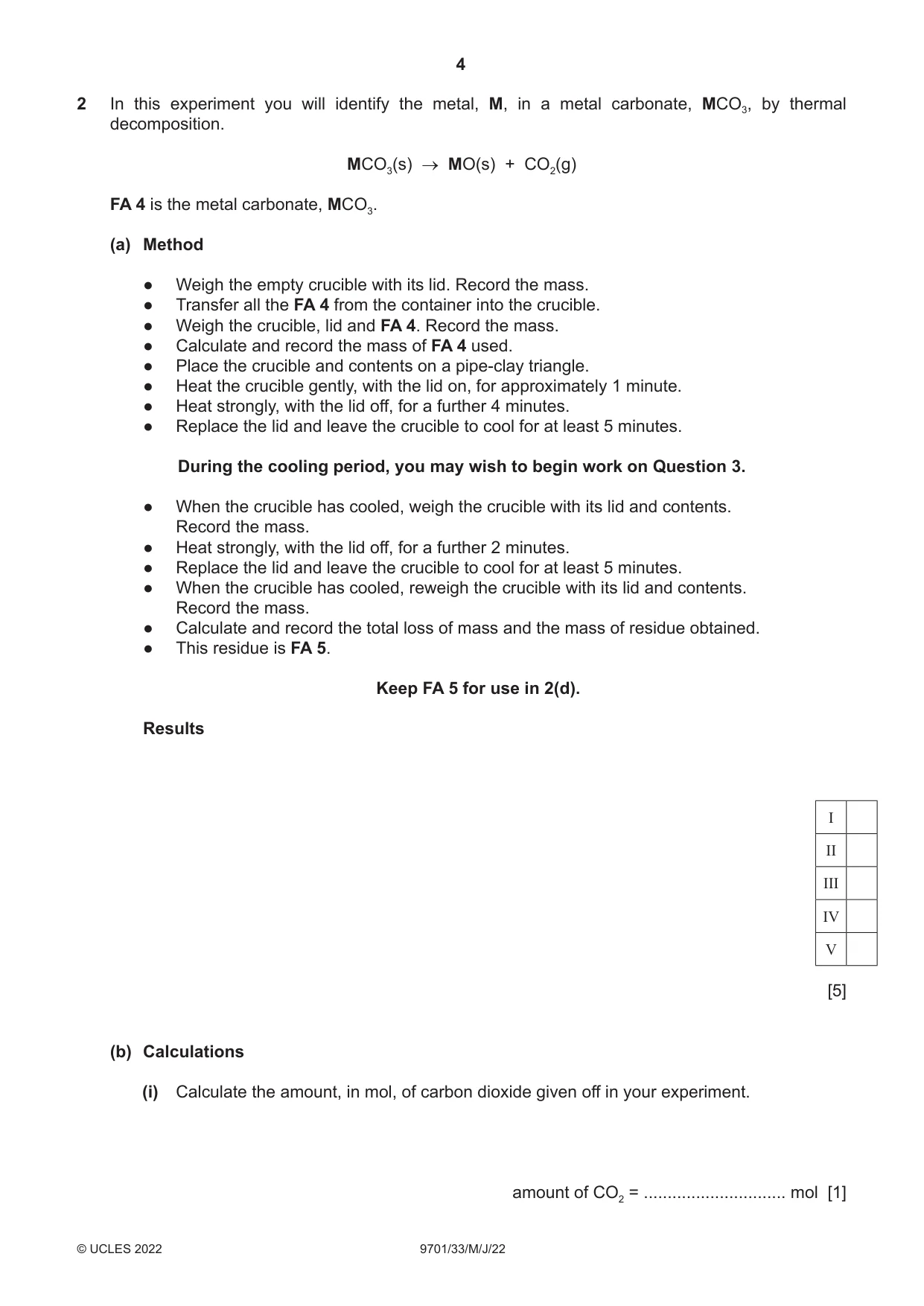 Cambridge A Level Chemistry 9701 2022 May/June Paper 3 · Variant 3 question paper, page 4 of 12