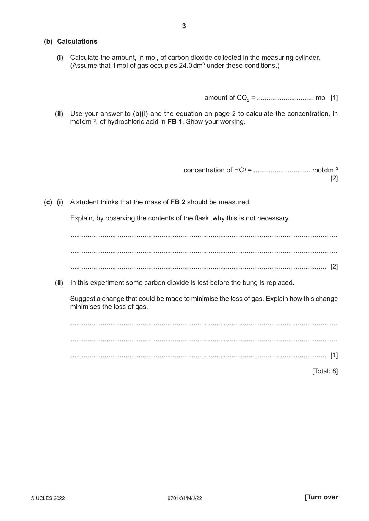 Cambridge A Level Chemistry 9701 2022 May/June Paper 3 · Variant 4 question paper, page 3 of 16