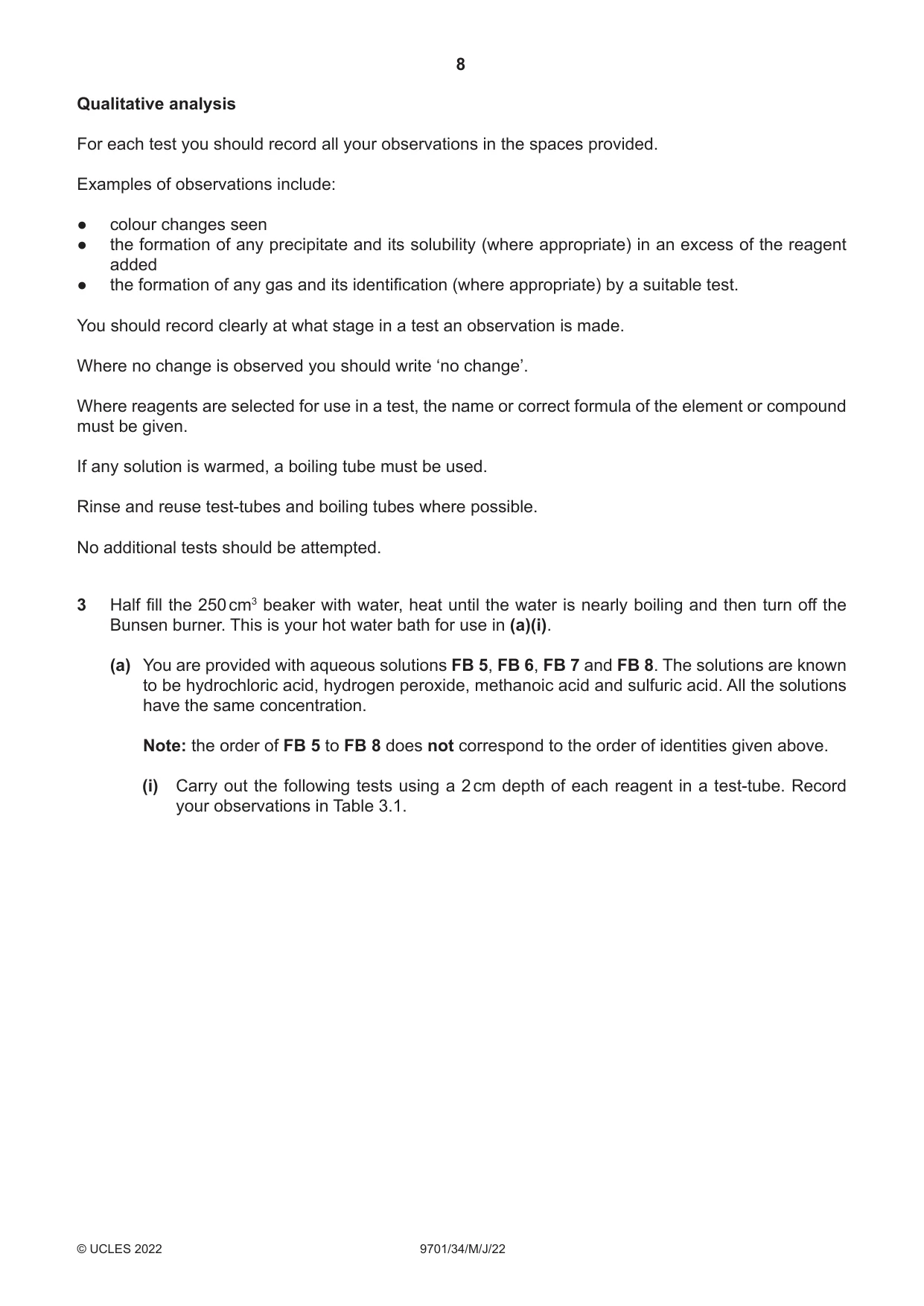 Cambridge A Level Chemistry 9701 2022 May/June Paper 3 · Variant 4 question paper, page 8 of 16