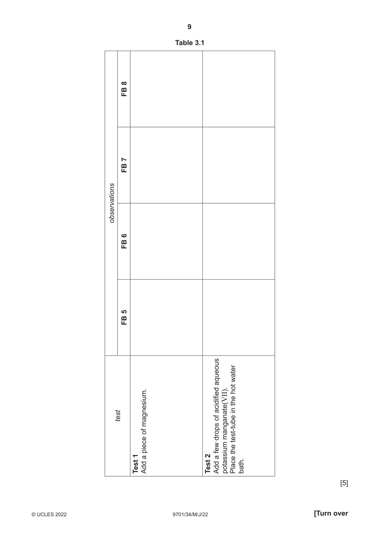 Cambridge A Level Chemistry 9701 2022 May/June Paper 3 · Variant 4 question paper, page 9 of 16
