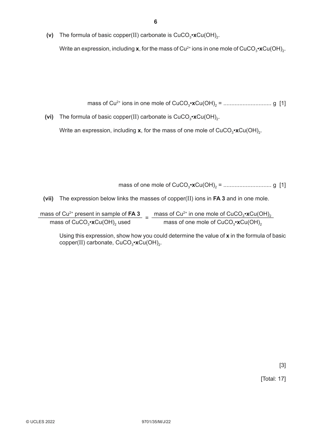 Cambridge A Level Chemistry 9701 2022 May/June Paper 3 · Variant 5 question paper, page 6 of 12