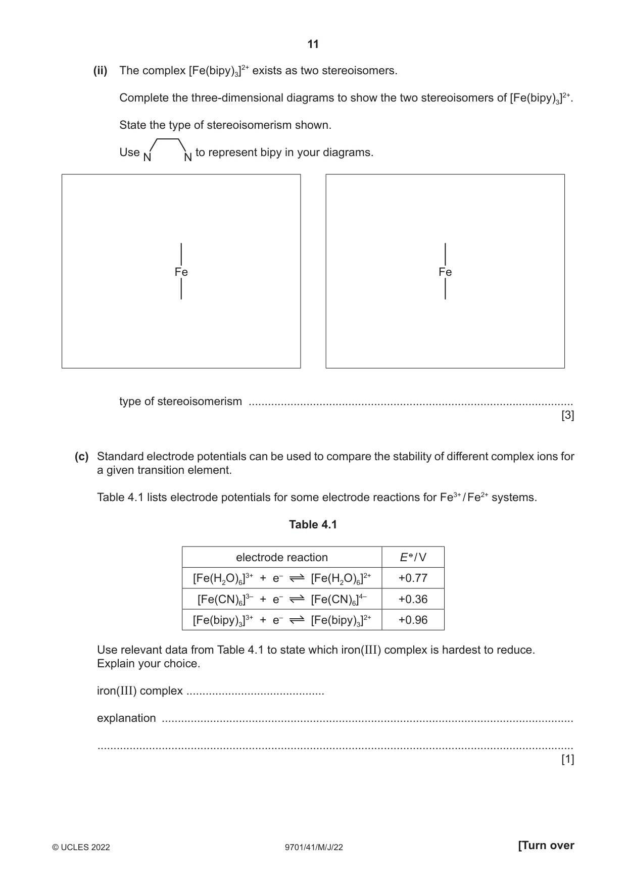 Cambridge A Level Chemistry 9701 2022 May/June Paper 4 · Variant 1 question paper, page 11 of 24