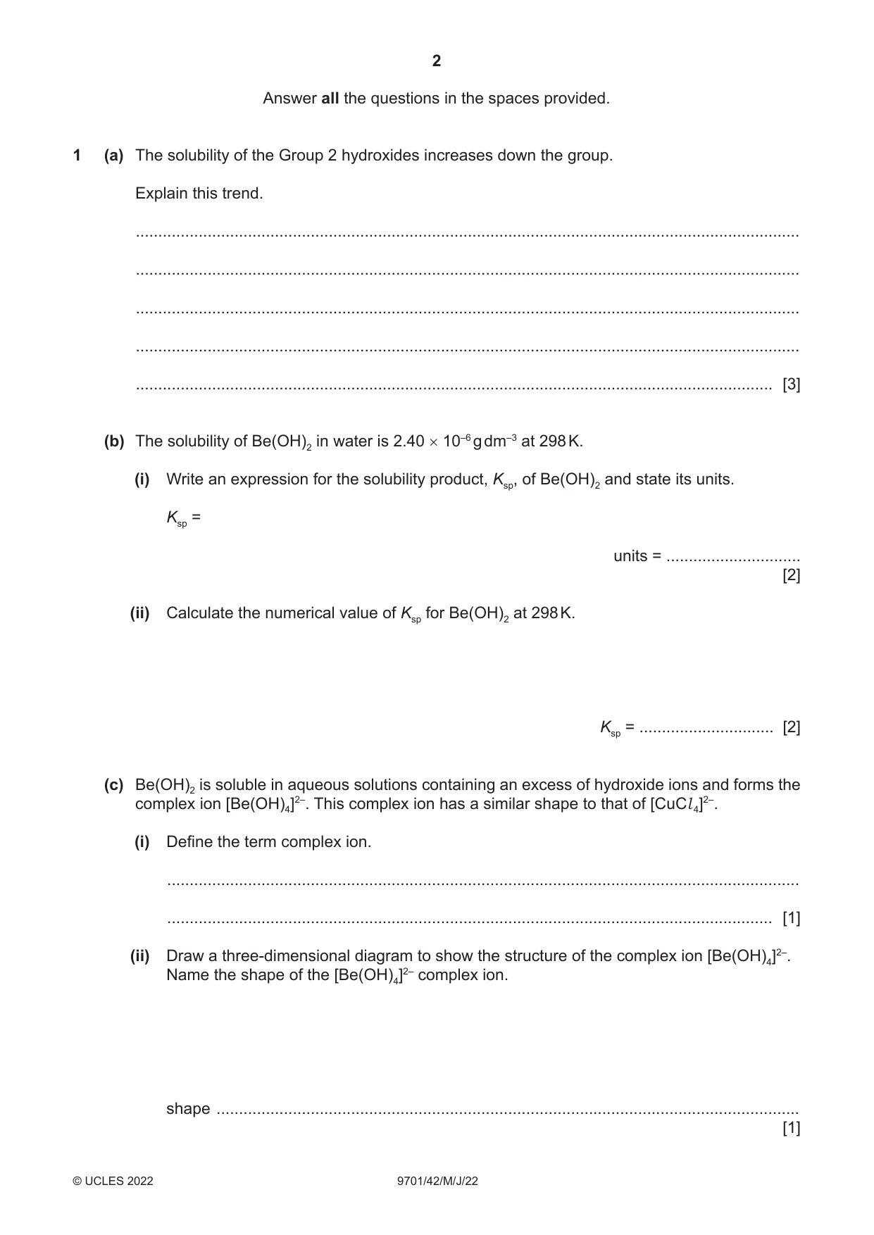 Cambridge A Level Chemistry 9701 2022 May/June Paper 4 · Variant 2 question paper, page 2 of 24