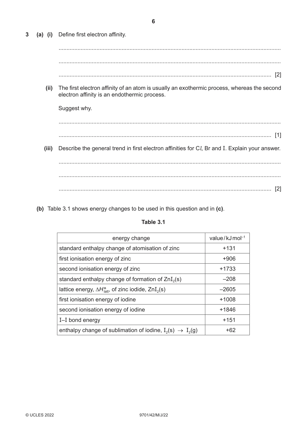 Cambridge A Level Chemistry 9701 2022 May/June Paper 4 · Variant 2 question paper, page 6 of 24