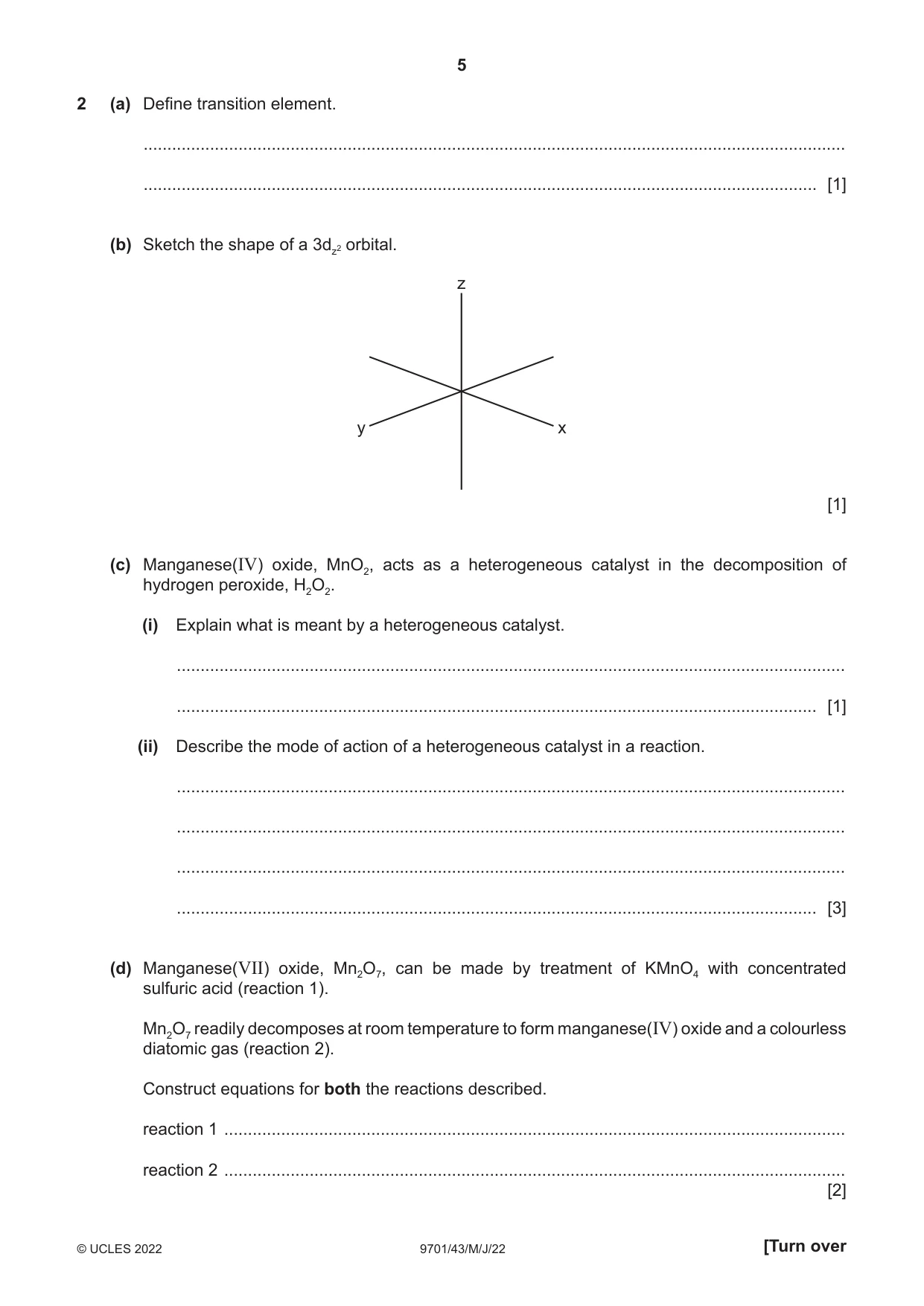 Cambridge A Level Chemistry 9701 2022 May/June Paper 4 · Variant 3 question paper, page 5 of 24