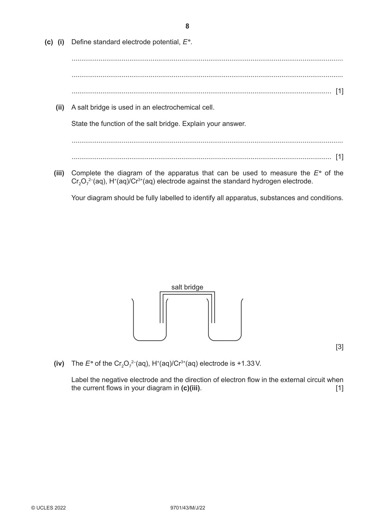Cambridge A Level Chemistry 9701 2022 May/June Paper 4 · Variant 3 question paper, page 8 of 24