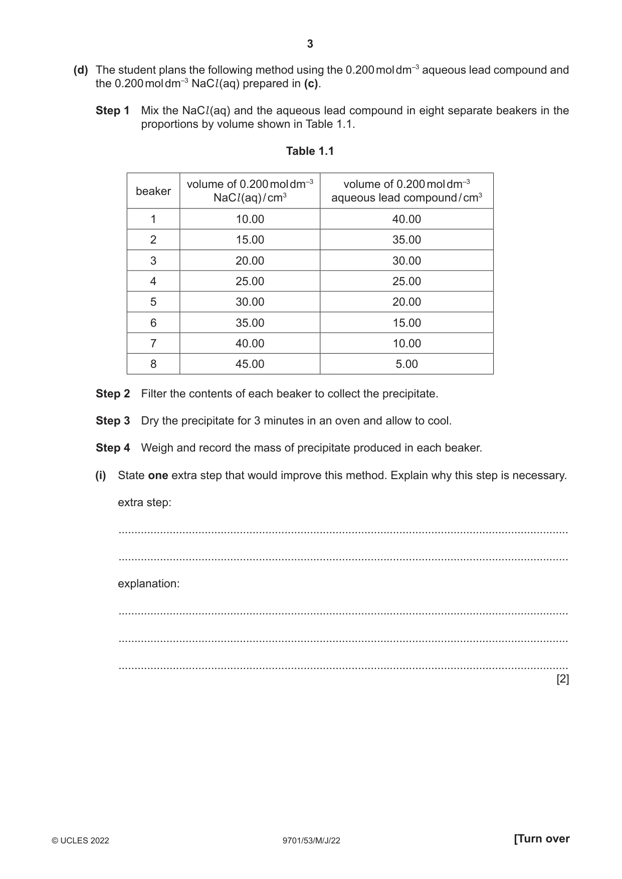 Cambridge A Level Chemistry 9701 2022 May/June Paper 5 · Variant 3 question paper, page 3 of 16