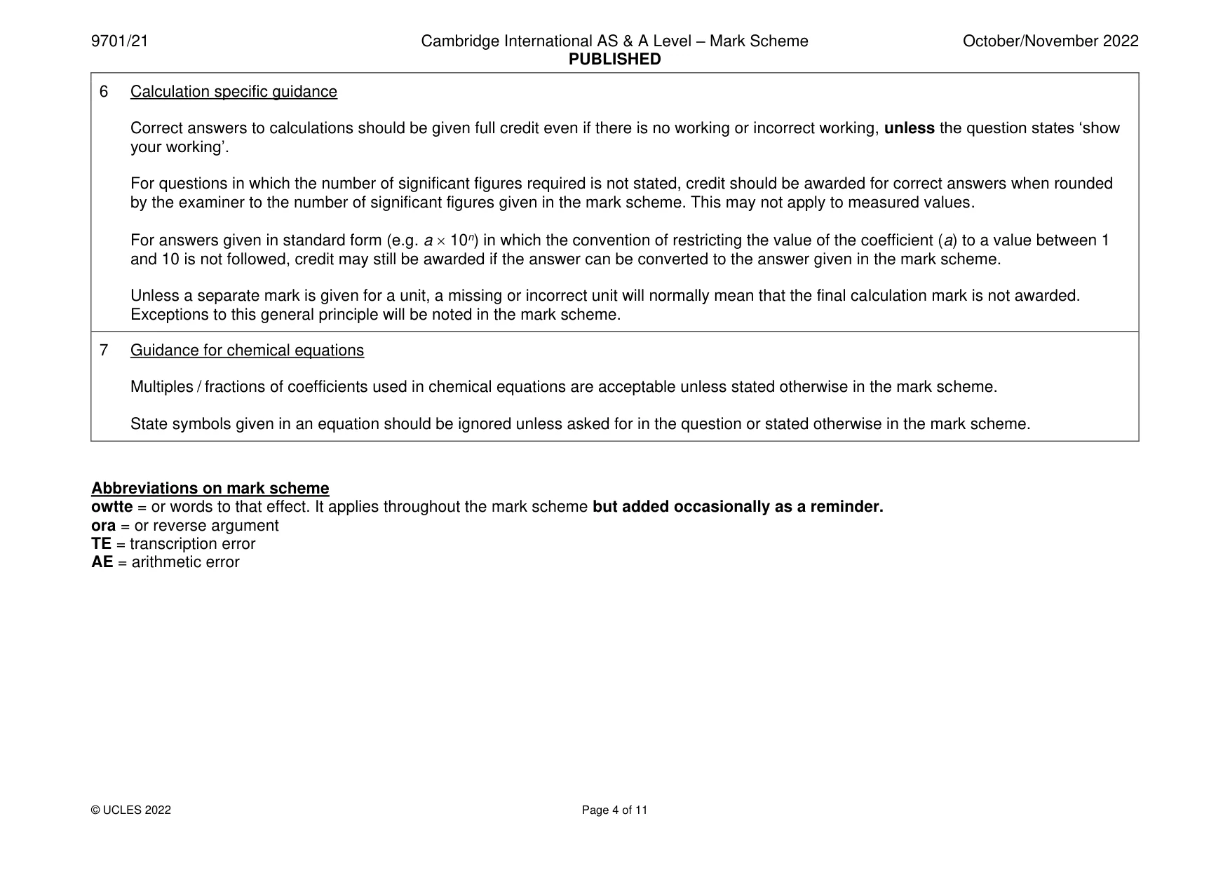 Mark scheme, page 4 of 11