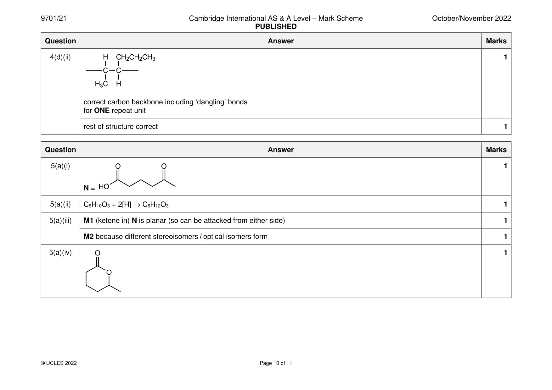 Mark scheme, page 10 of 11