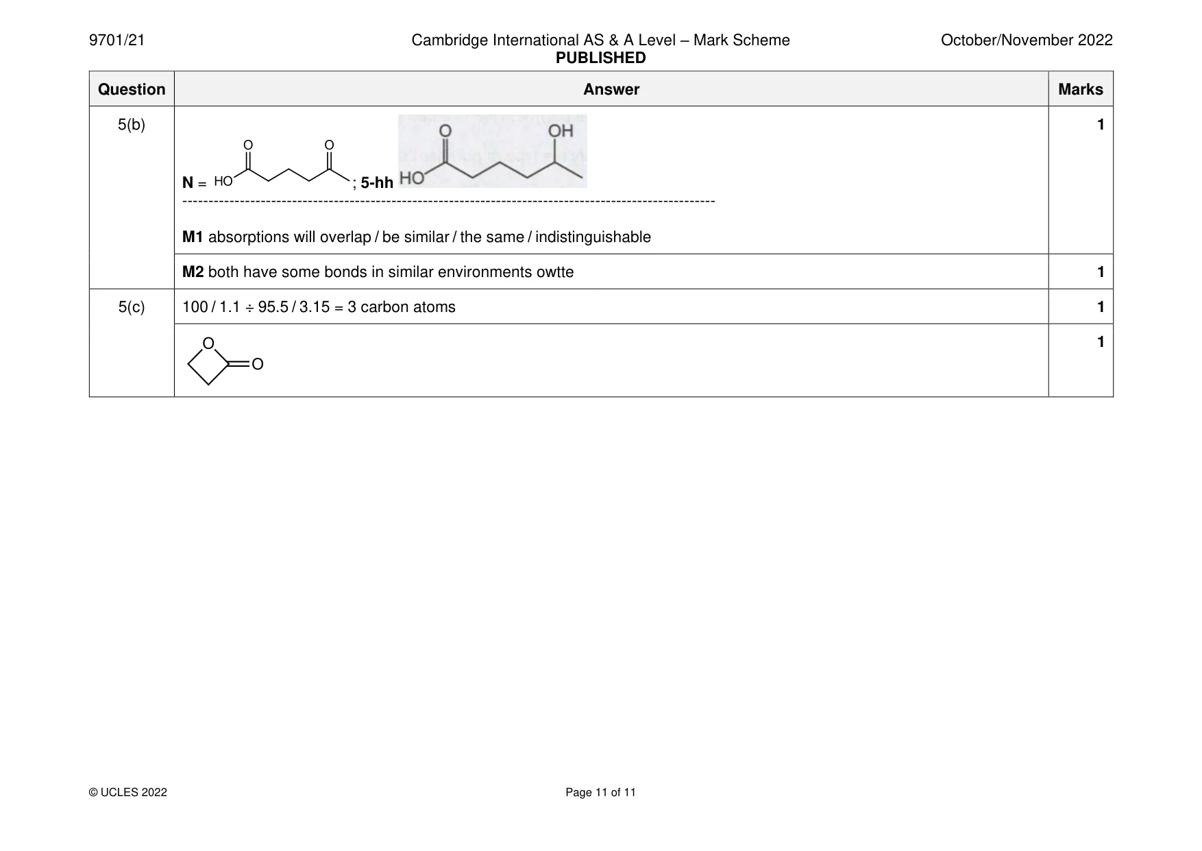 Mark scheme, page 11 of 11