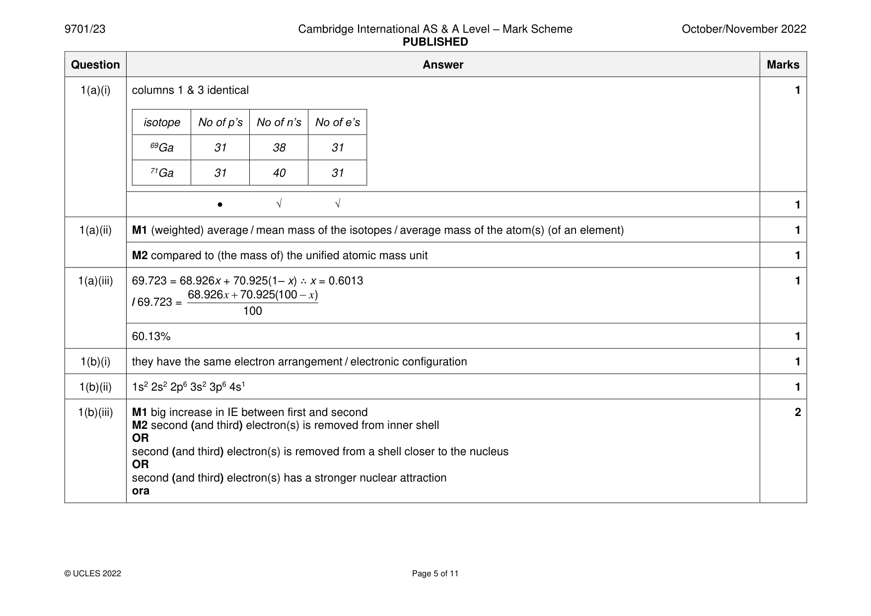 Mark scheme, page 5 of 11