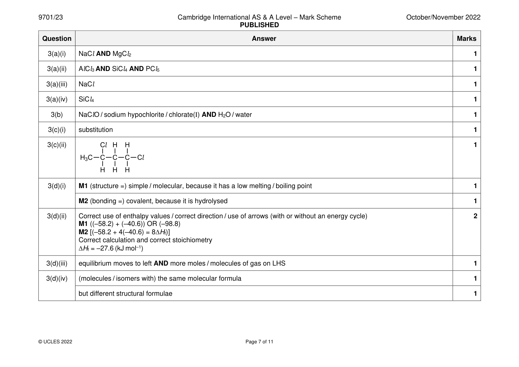 Mark scheme, page 7 of 11