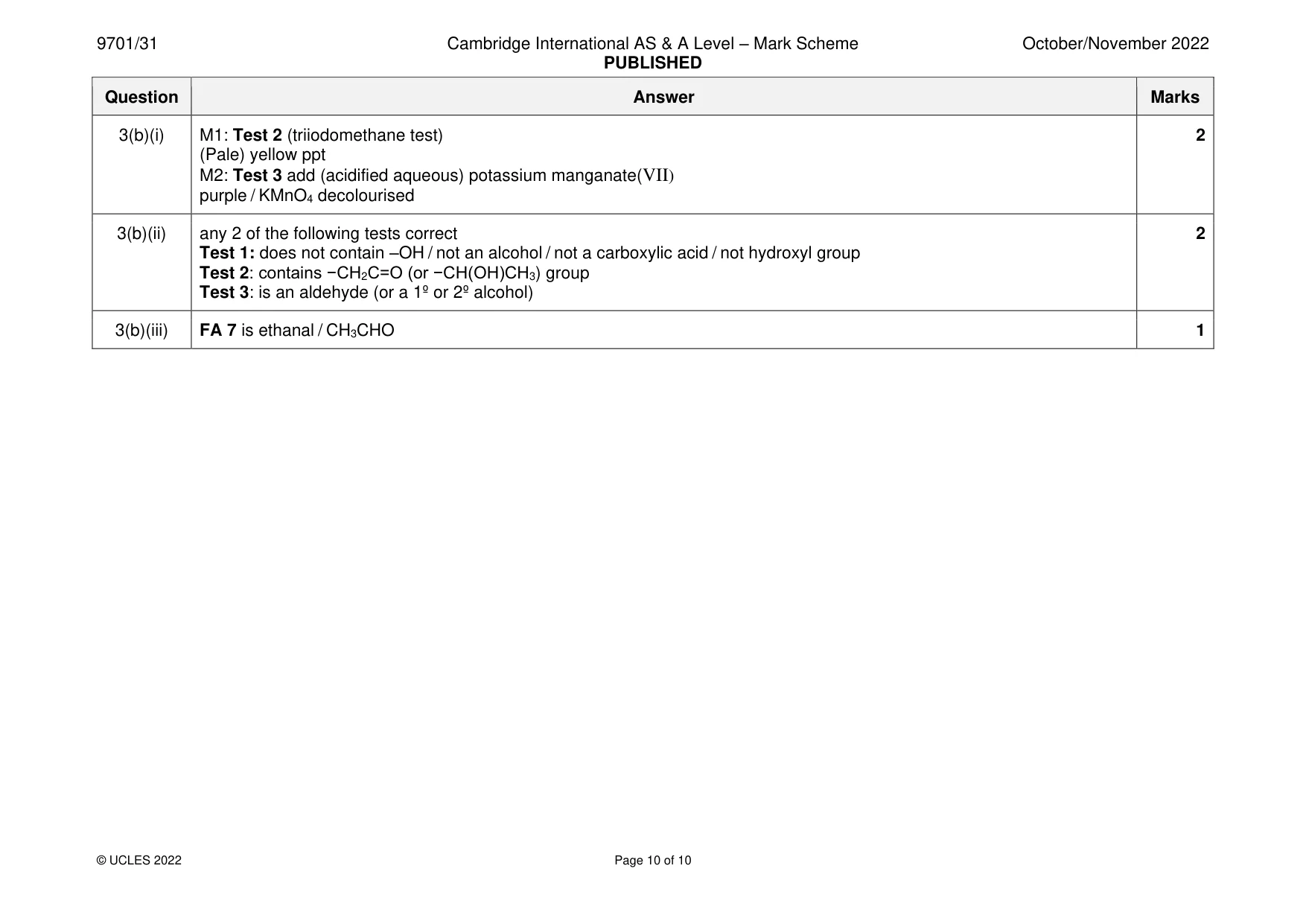 Mark scheme, page 10 of 10