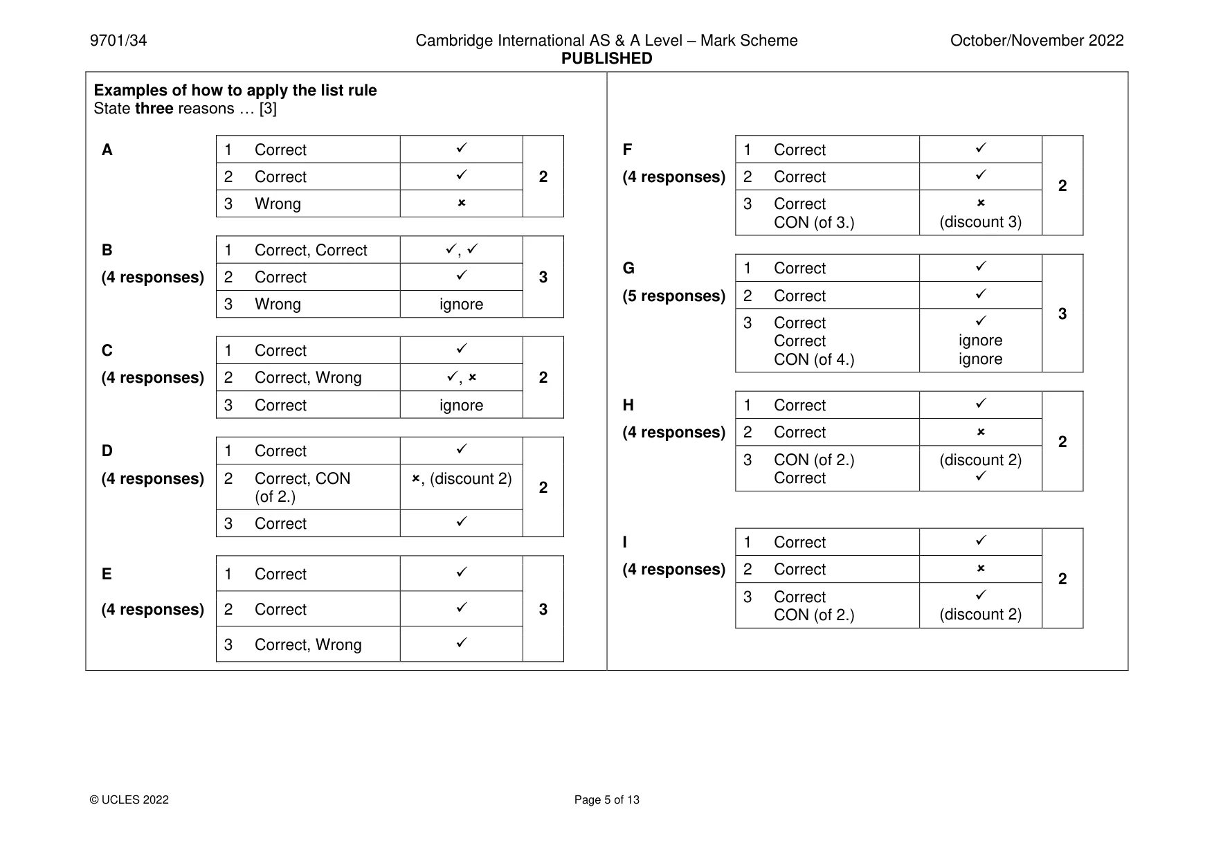 Mark scheme, page 5 of 13