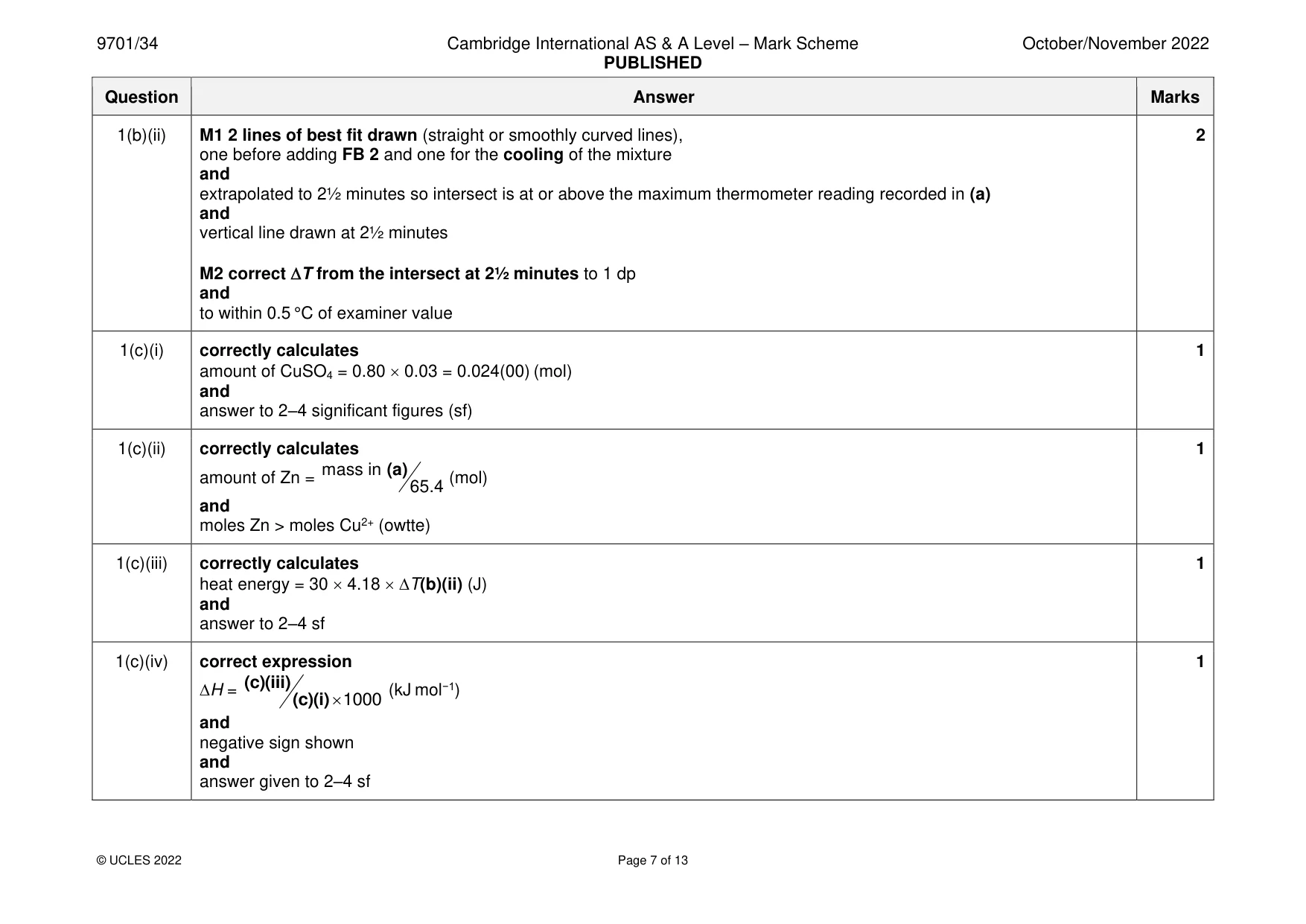 Mark scheme, page 7 of 13