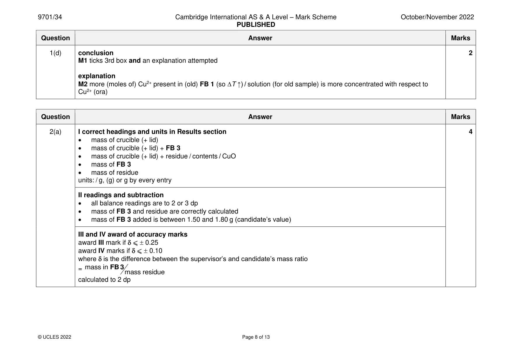 Mark scheme, page 8 of 13