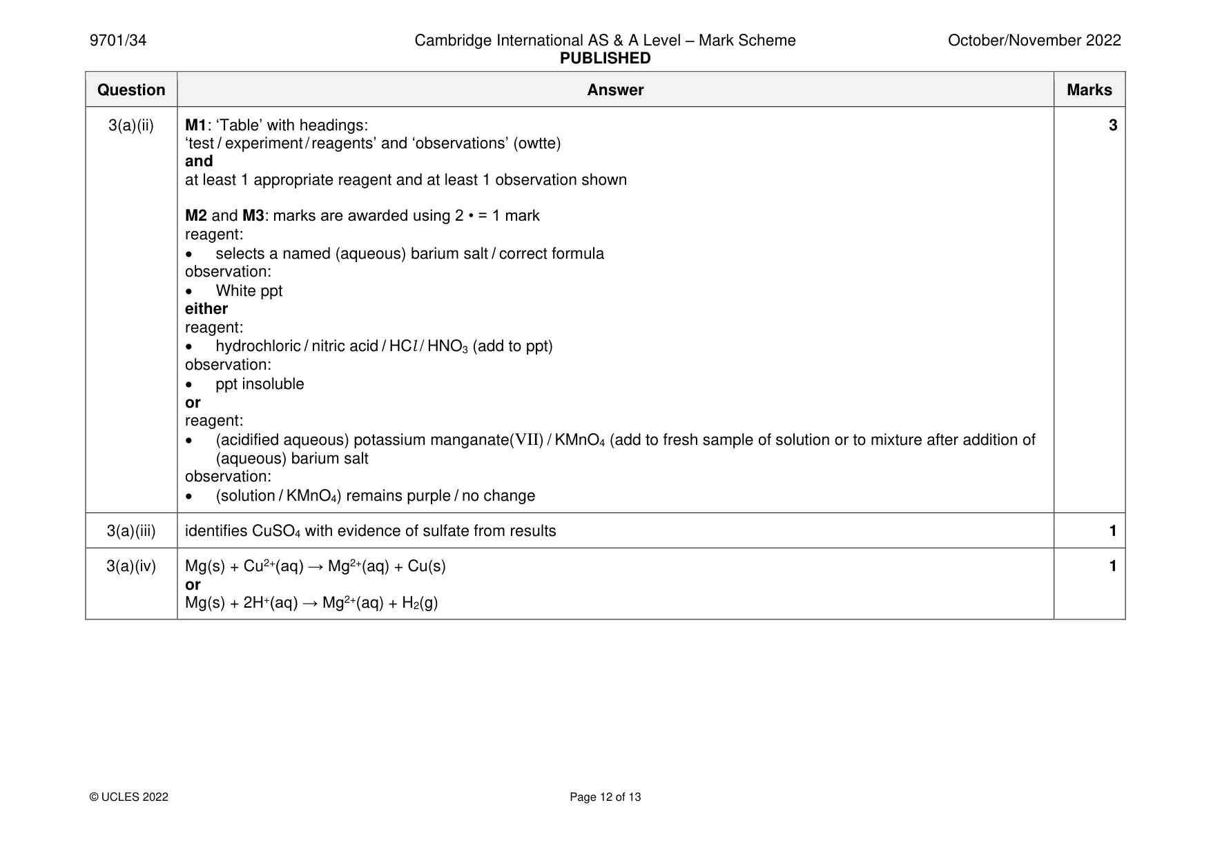 Mark scheme, page 12 of 13