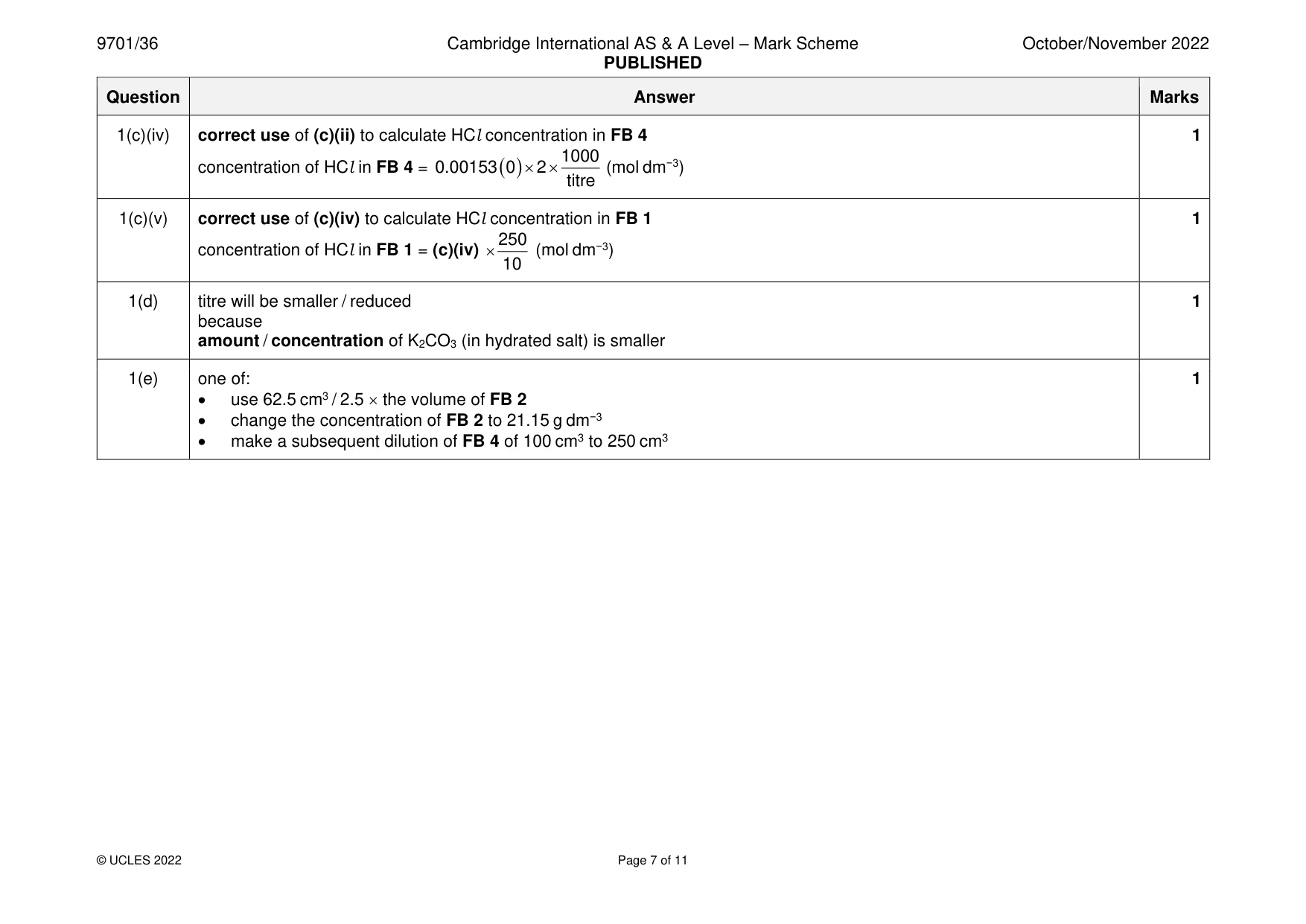 Mark scheme, page 7 of 11