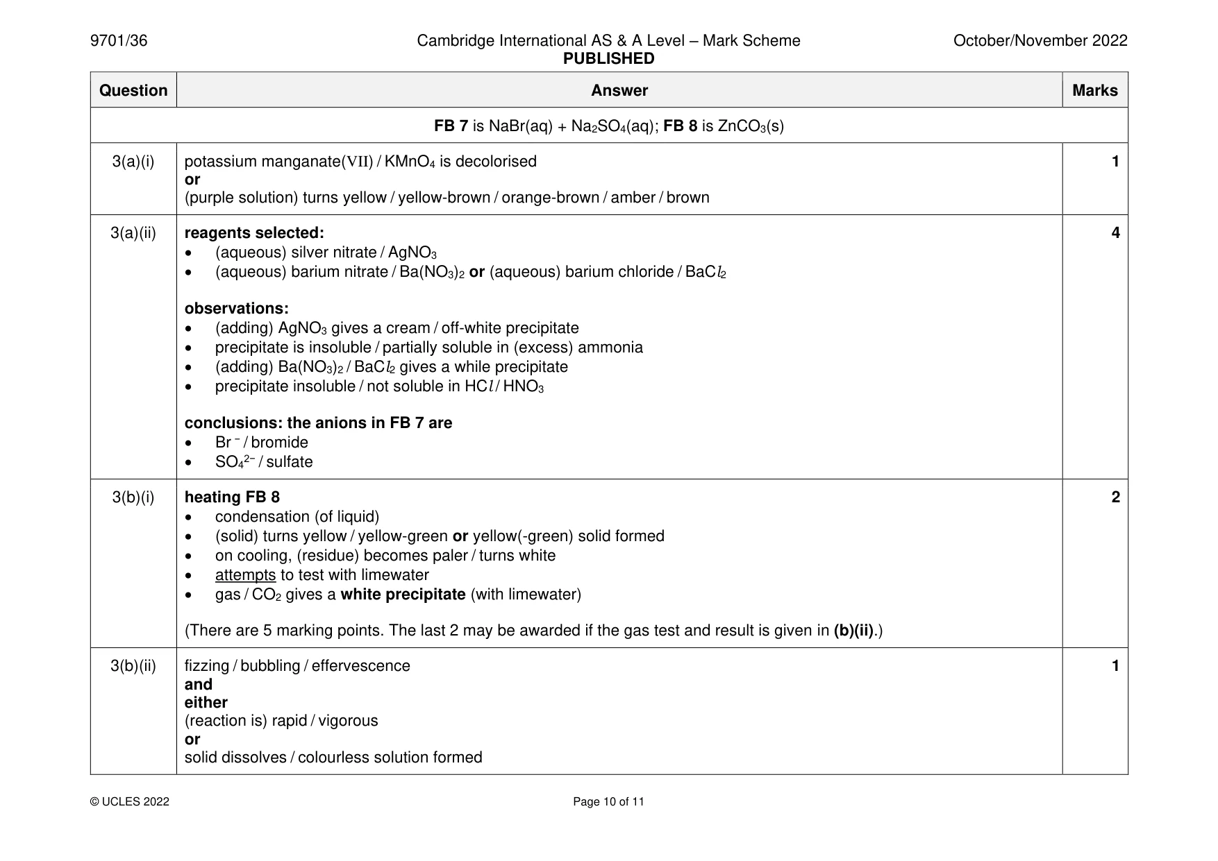 Mark scheme, page 10 of 11
