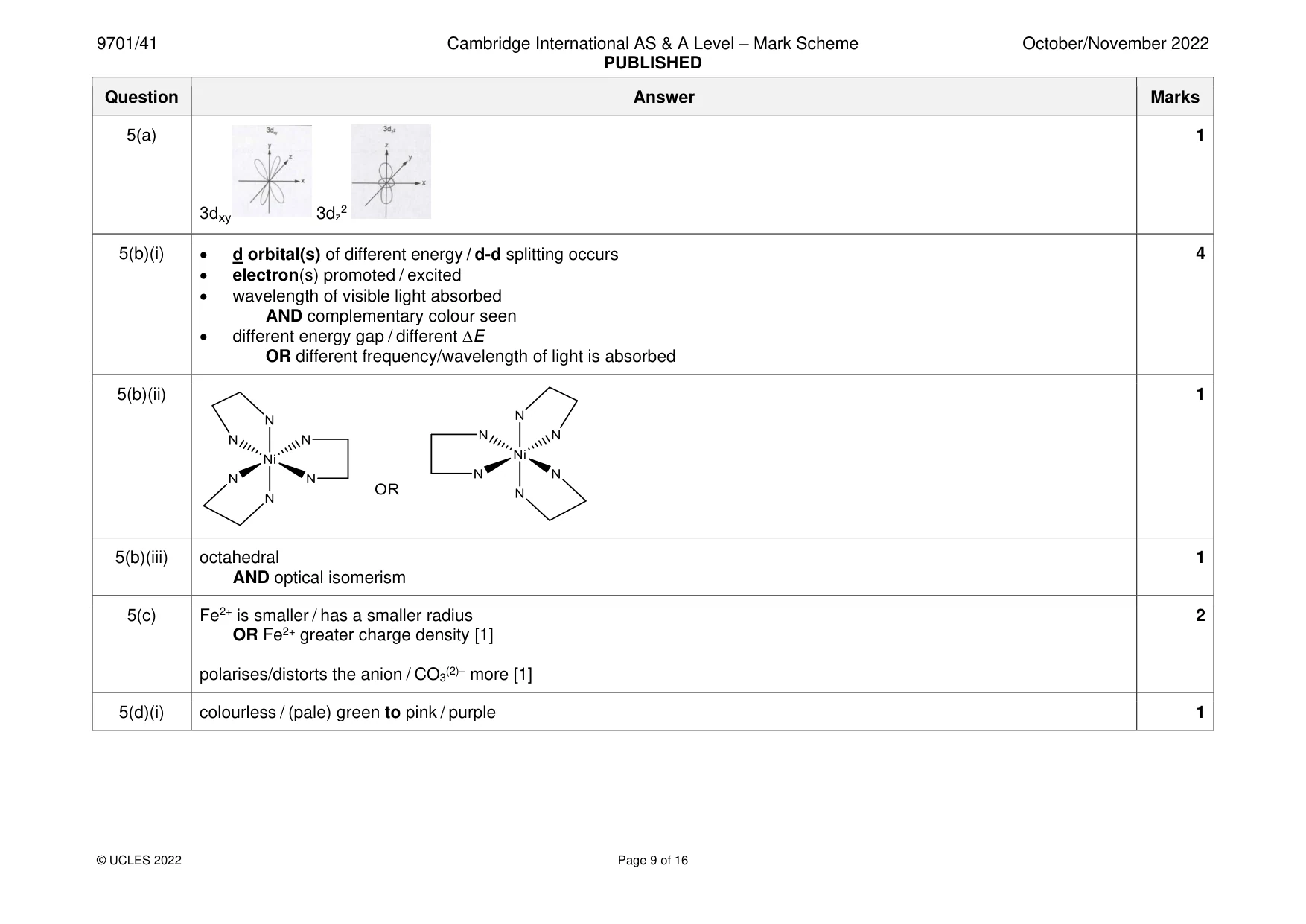 Mark scheme, page 9 of 16