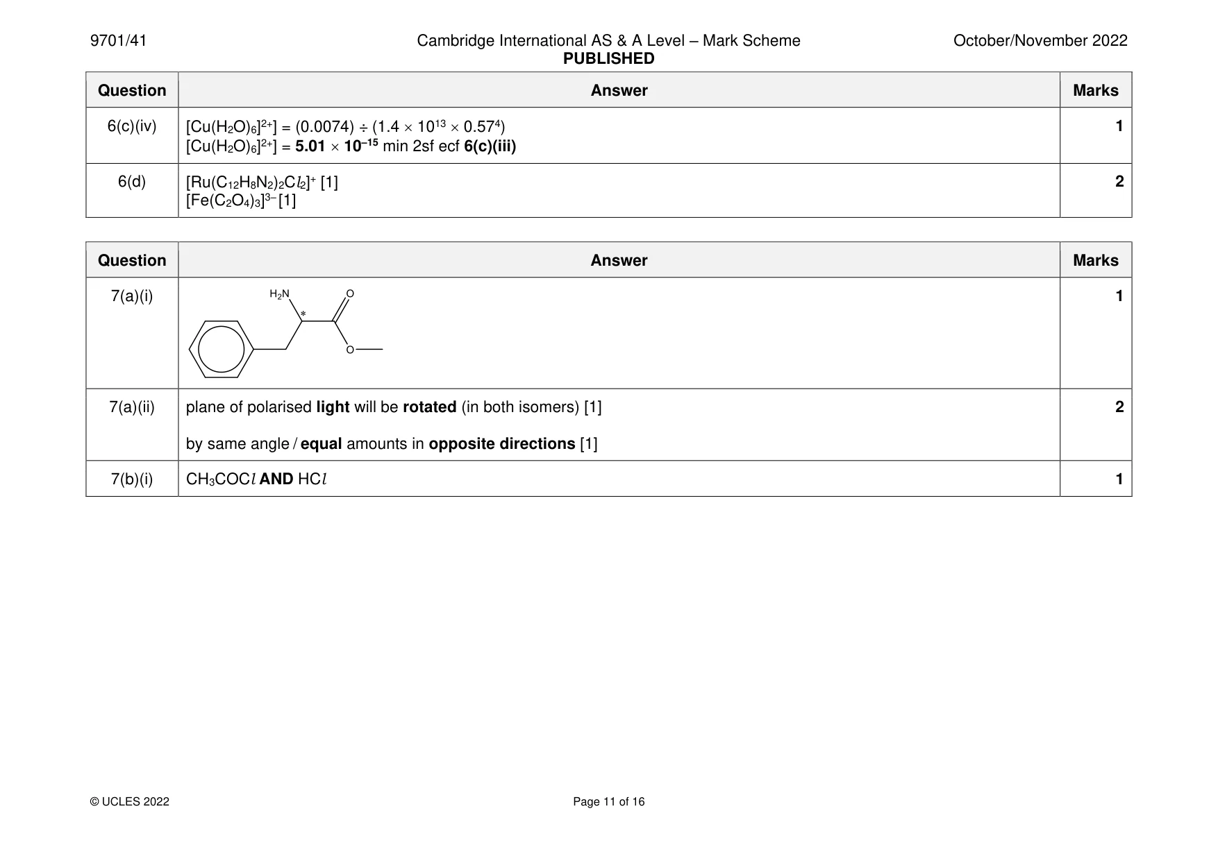 Mark scheme, page 11 of 16