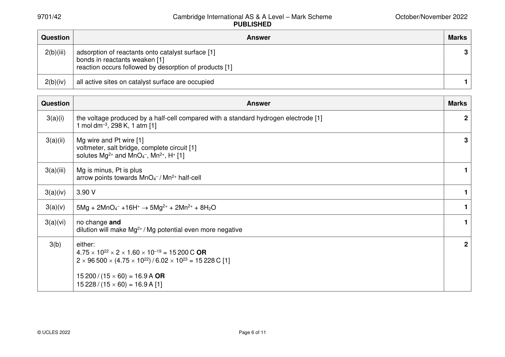 Mark scheme, page 6 of 11