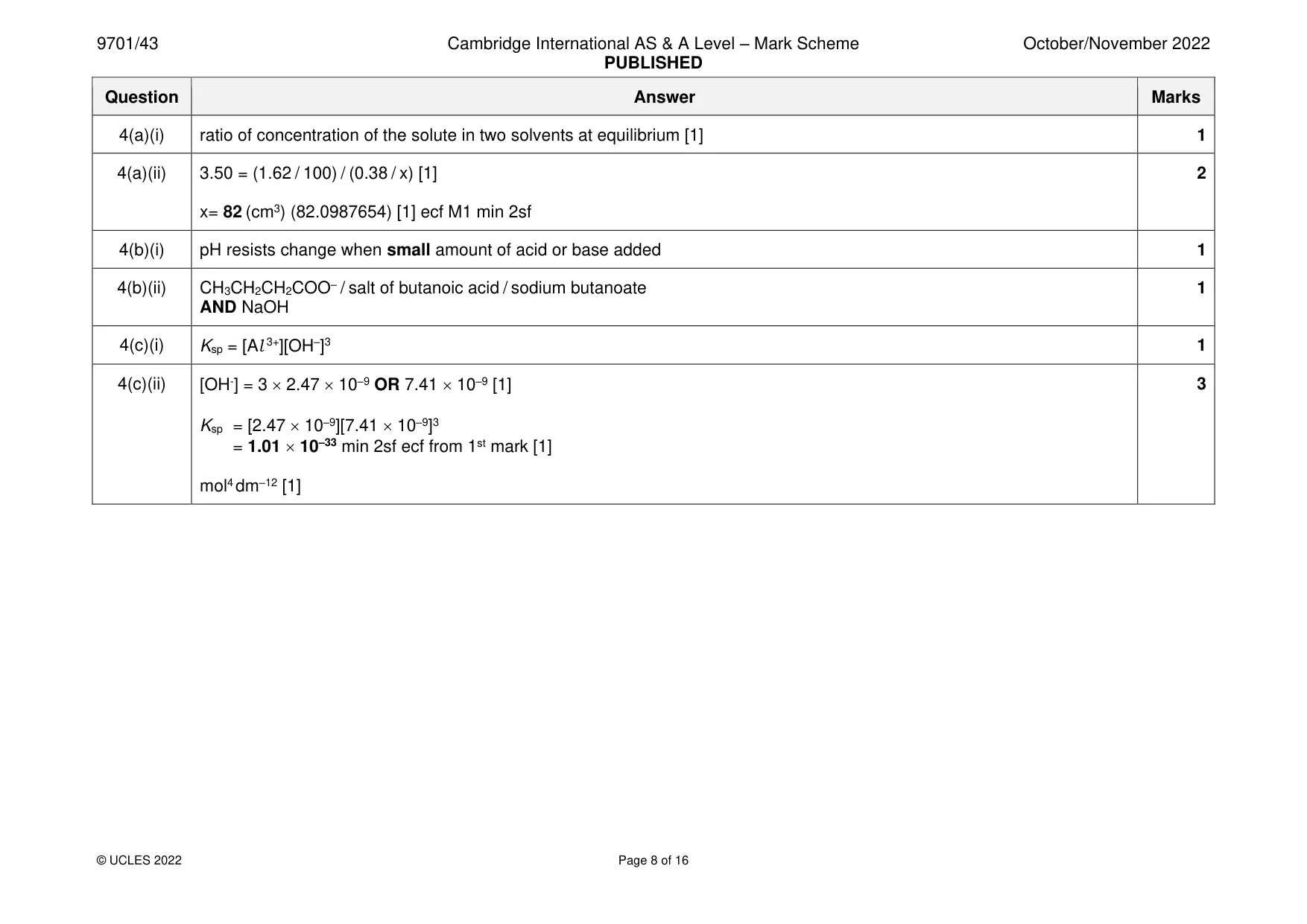 Mark scheme, page 8 of 16