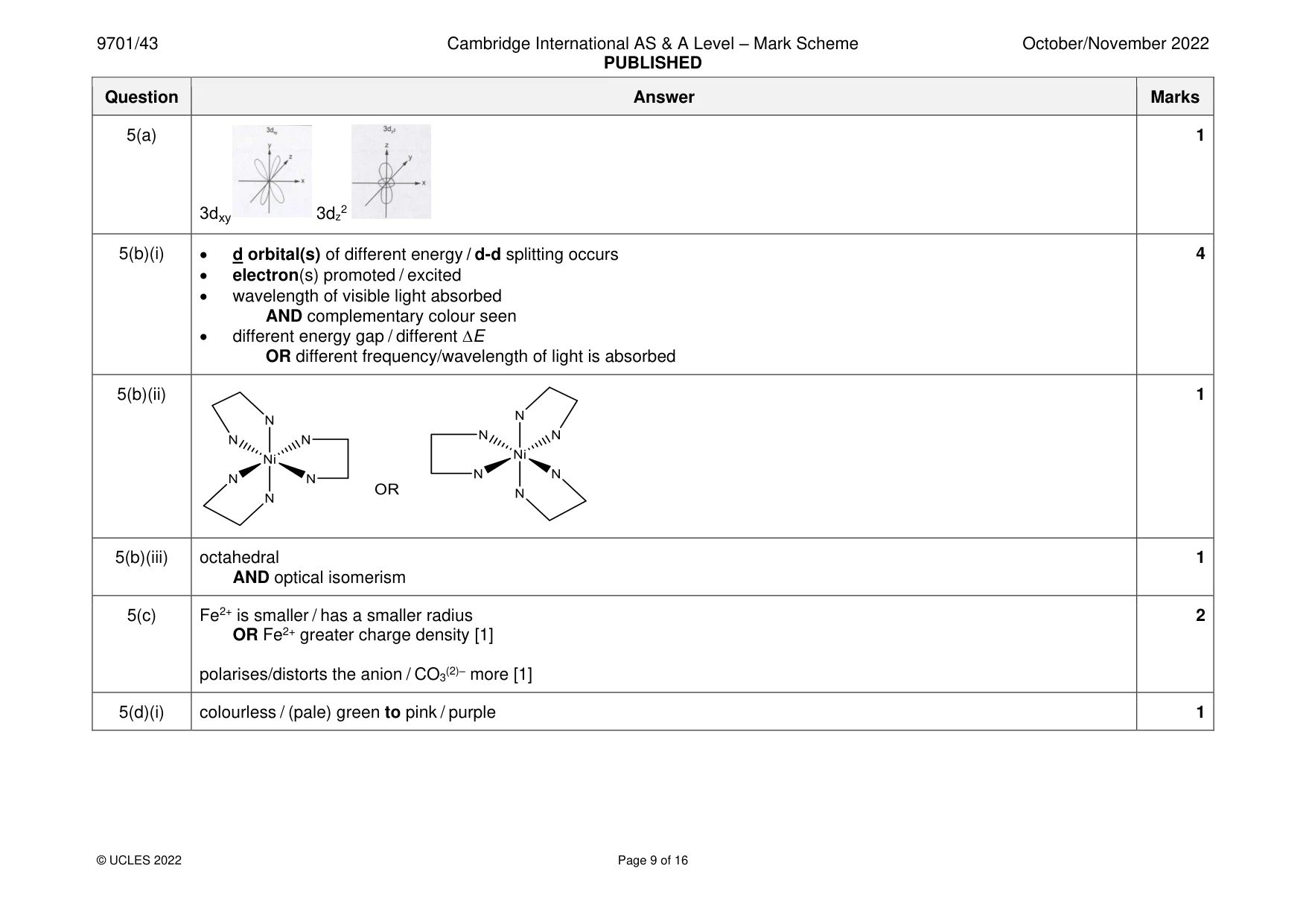 Mark scheme, page 9 of 16