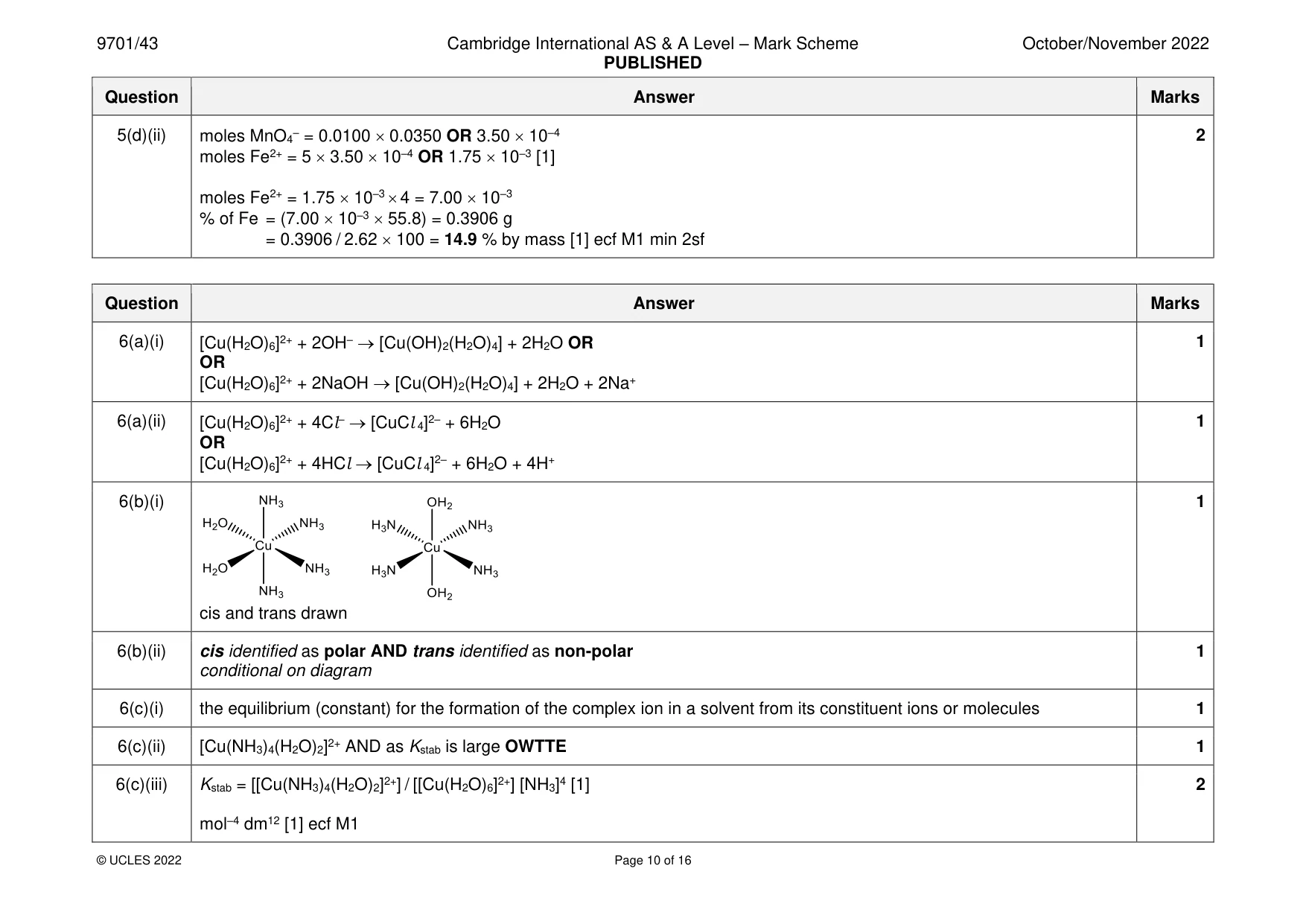 Mark scheme, page 10 of 16