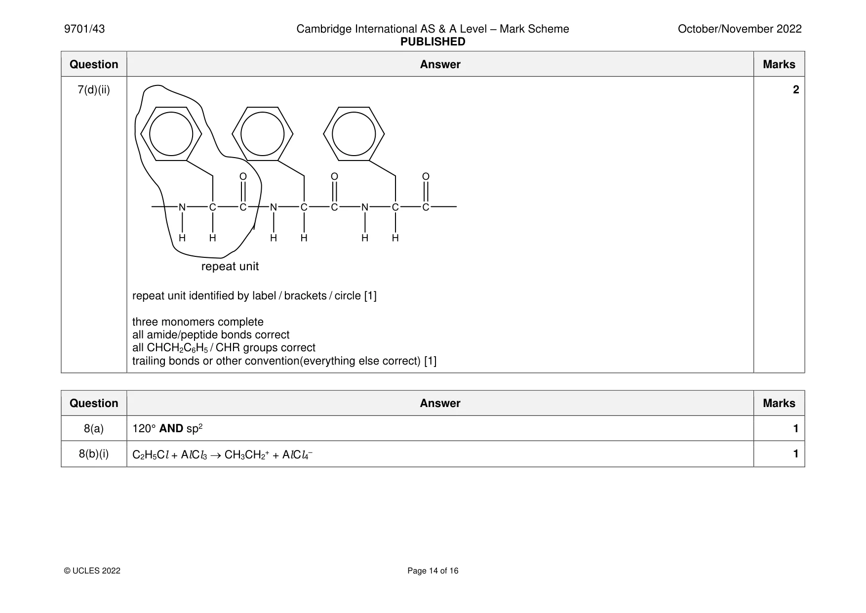 Mark scheme, page 14 of 16