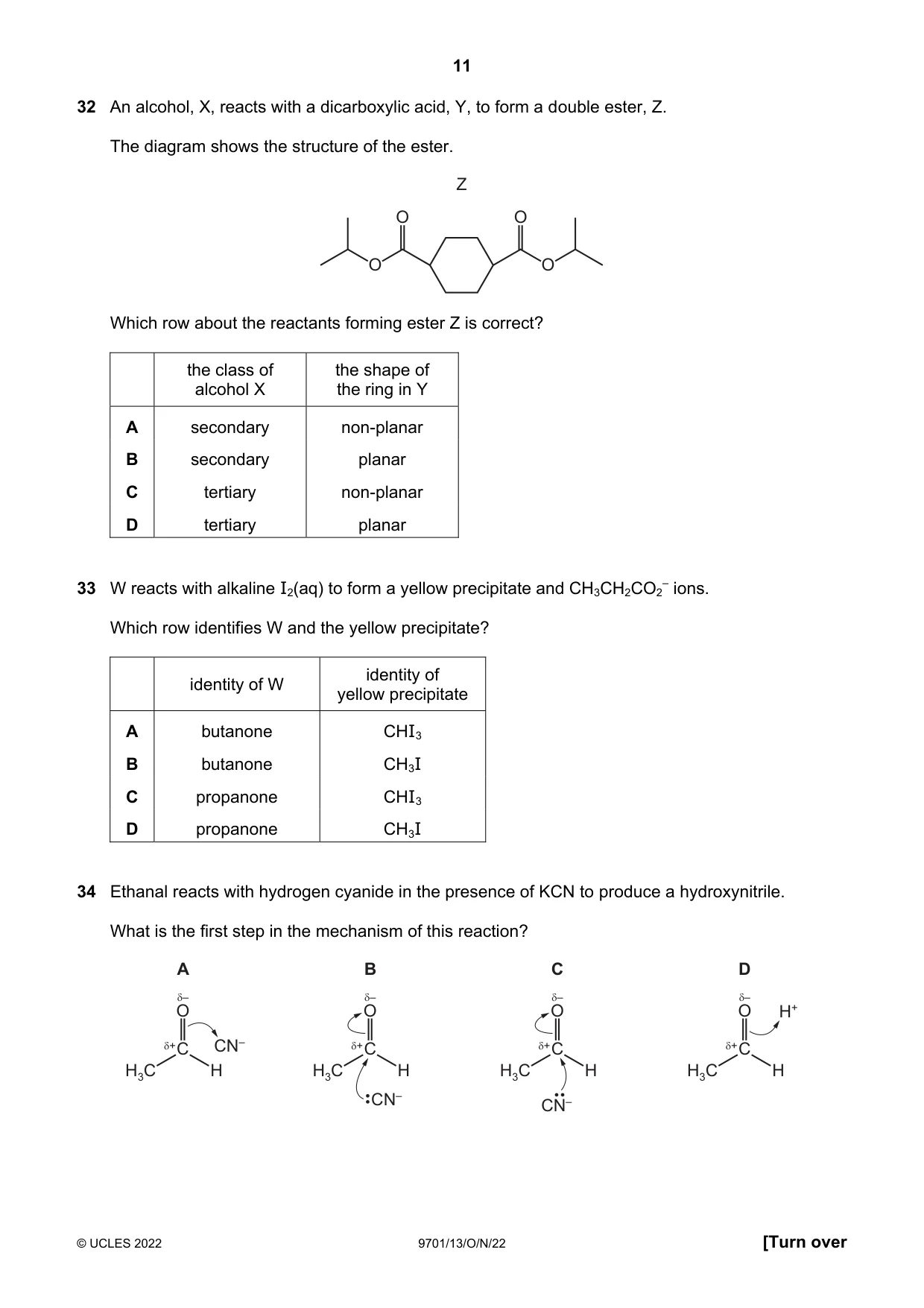 Cambridge A Level Chemistry 9701 2022 Oct/Nov Paper 1 · Variant 3 question paper, page 11 of 16