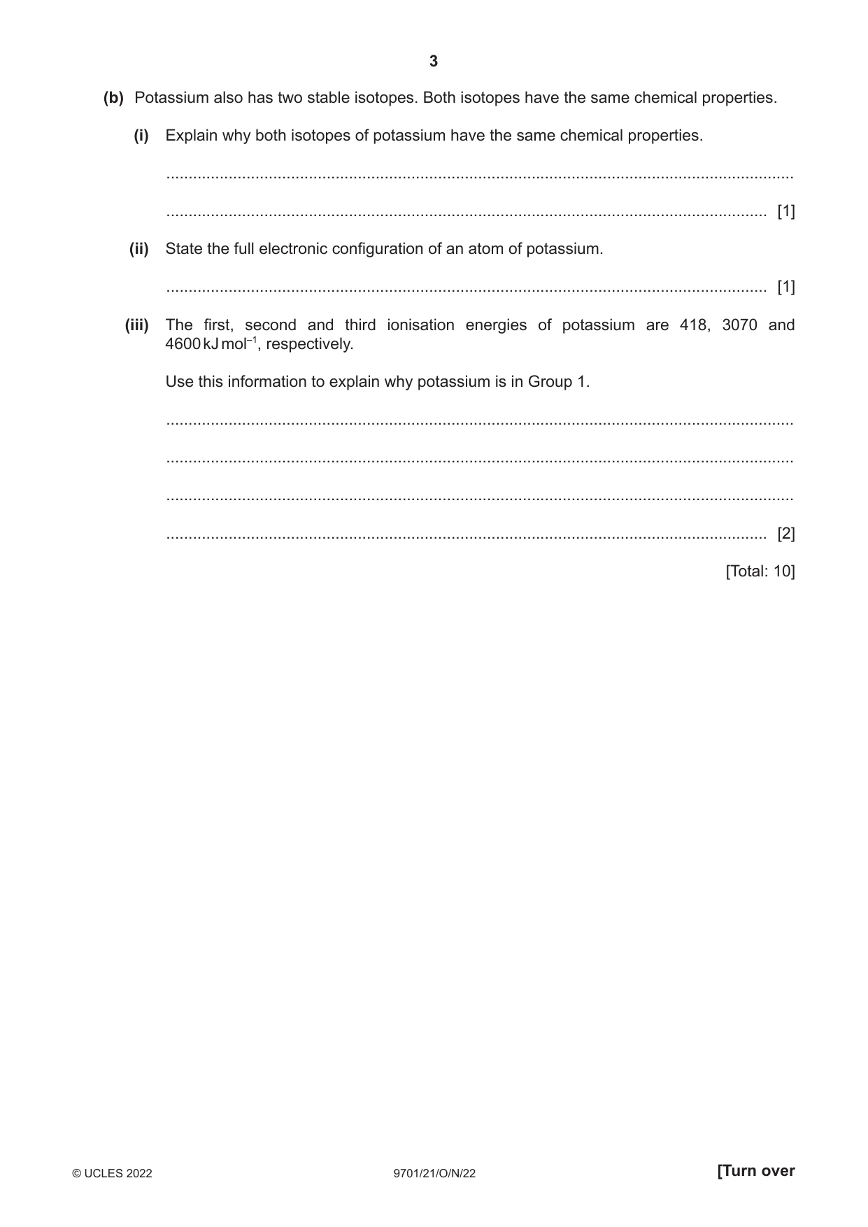 Cambridge A Level Chemistry 9701 2022 Oct/Nov Paper 2 · Variant 1 question paper, page 3 of 16