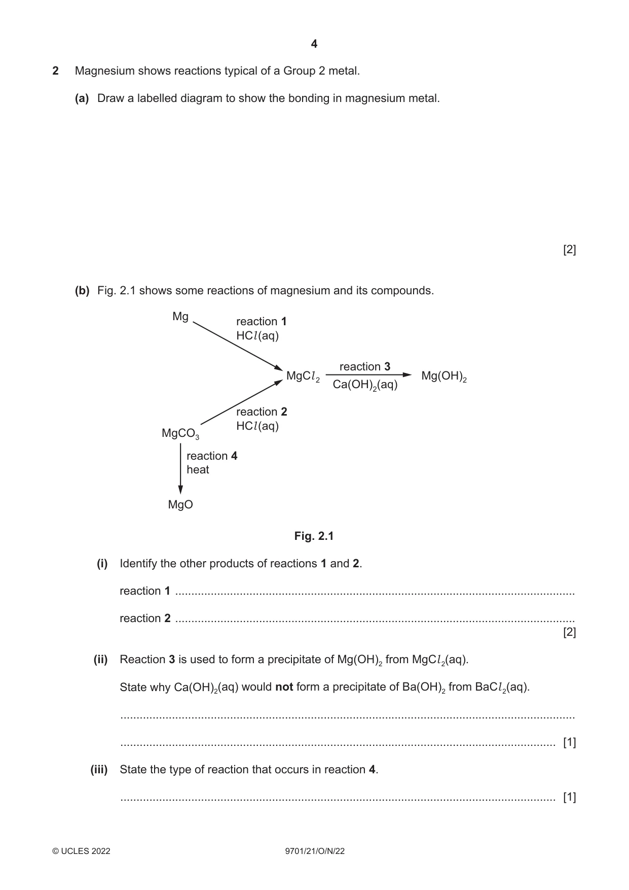 Cambridge A Level Chemistry 9701 2022 Oct/Nov Paper 2 · Variant 1 question paper, page 4 of 16