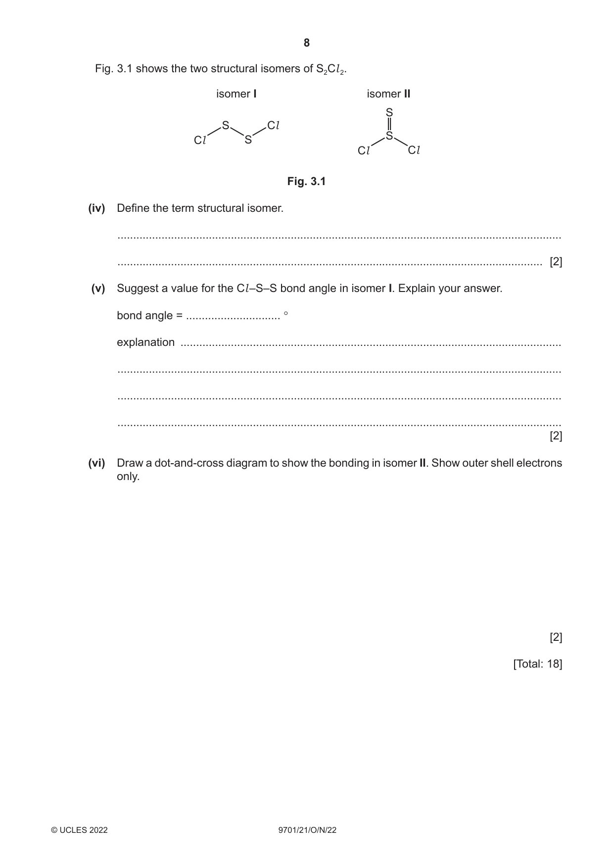 Cambridge A Level Chemistry 9701 2022 Oct/Nov Paper 2 · Variant 1 question paper, page 8 of 16