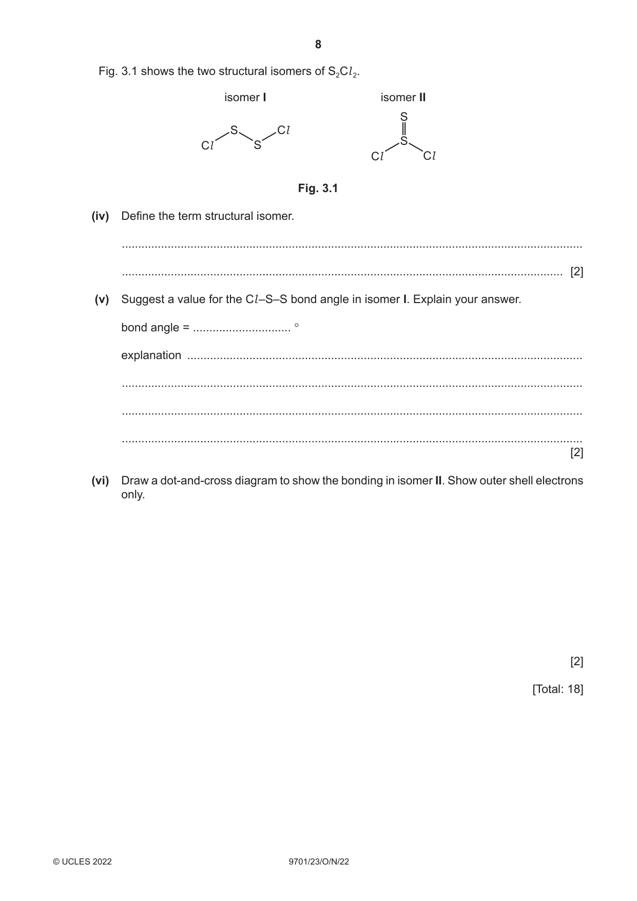 Cambridge A Level Chemistry 9701 2022 Oct/Nov Paper 2 · Variant 3 question paper, page 8 of 16