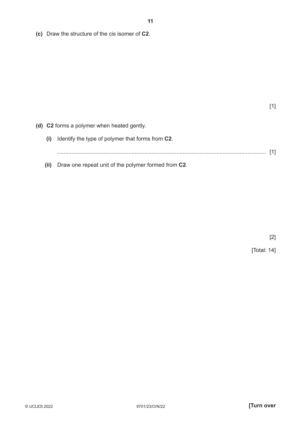Cambridge A Level Chemistry 9701 2022 Oct/Nov Paper 2 · Variant 3 question paper, page 11 of 16