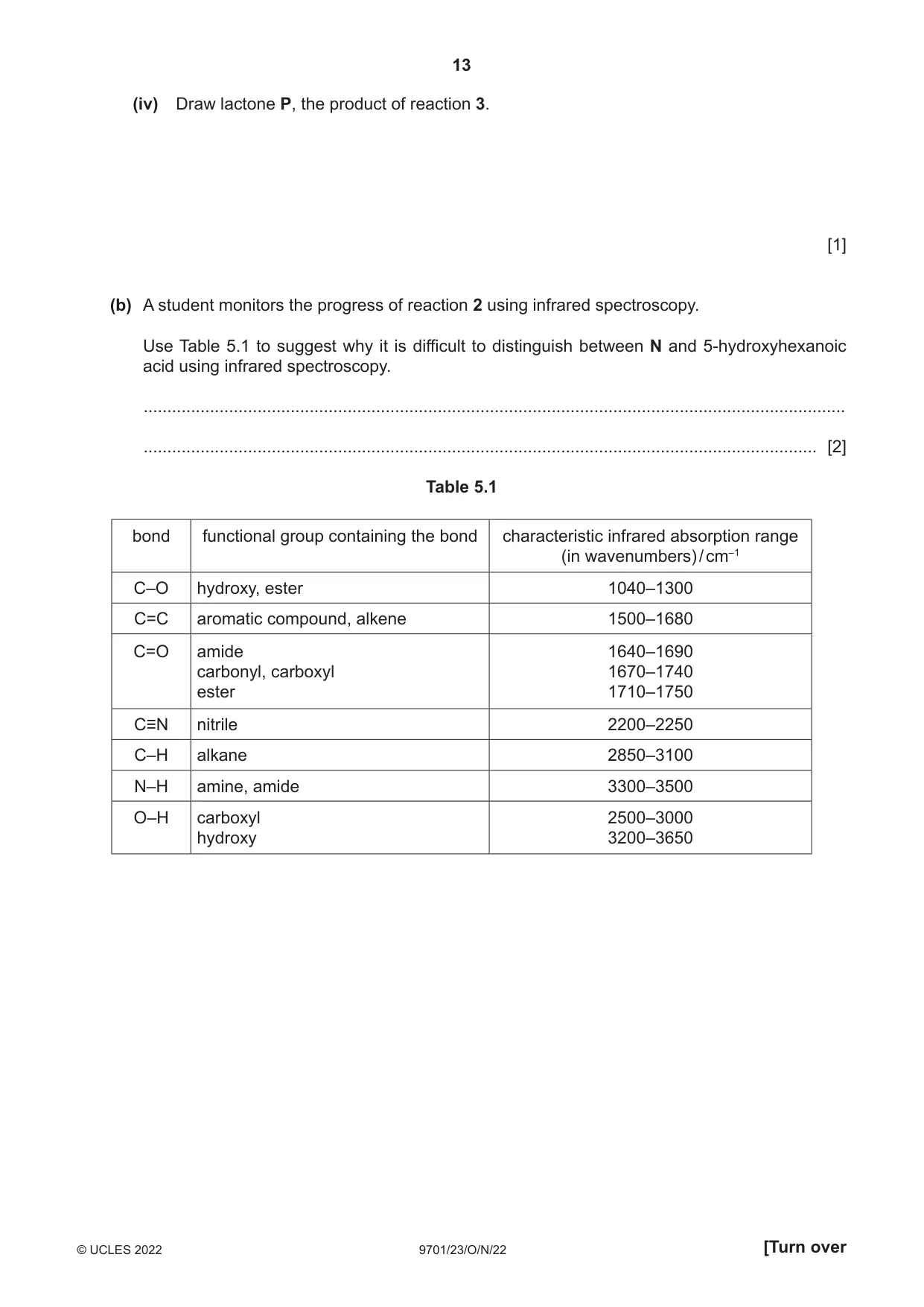 Cambridge A Level Chemistry 9701 2022 Oct/Nov Paper 2 · Variant 3 question paper, page 13 of 16